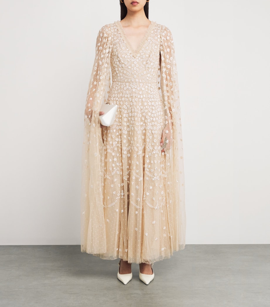 Cape-Detail Clover Maxi Dress BEIGE/CREAM Image 2