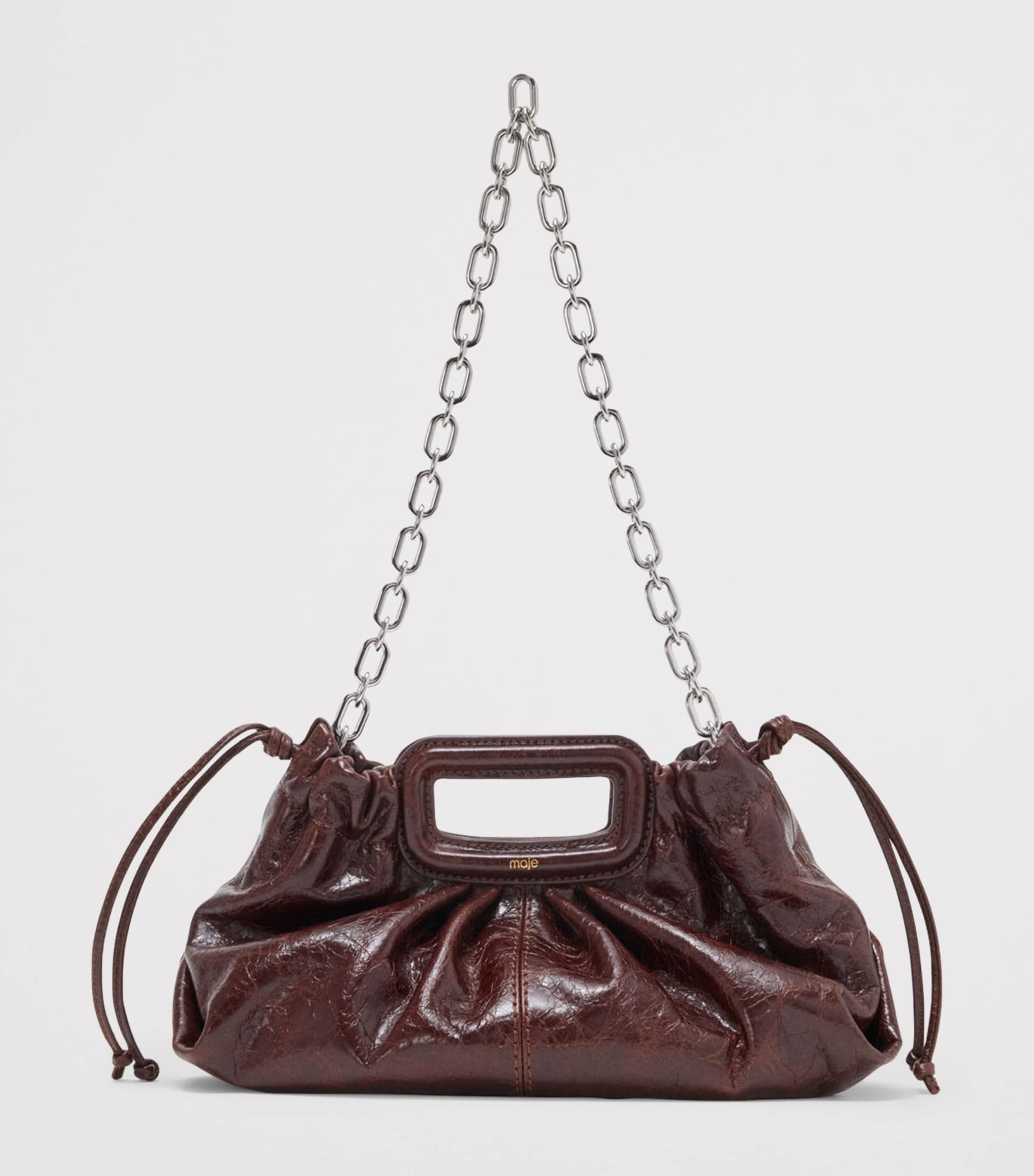 Maje Leather Milpli Clutch Bag Dark Brown Image 4