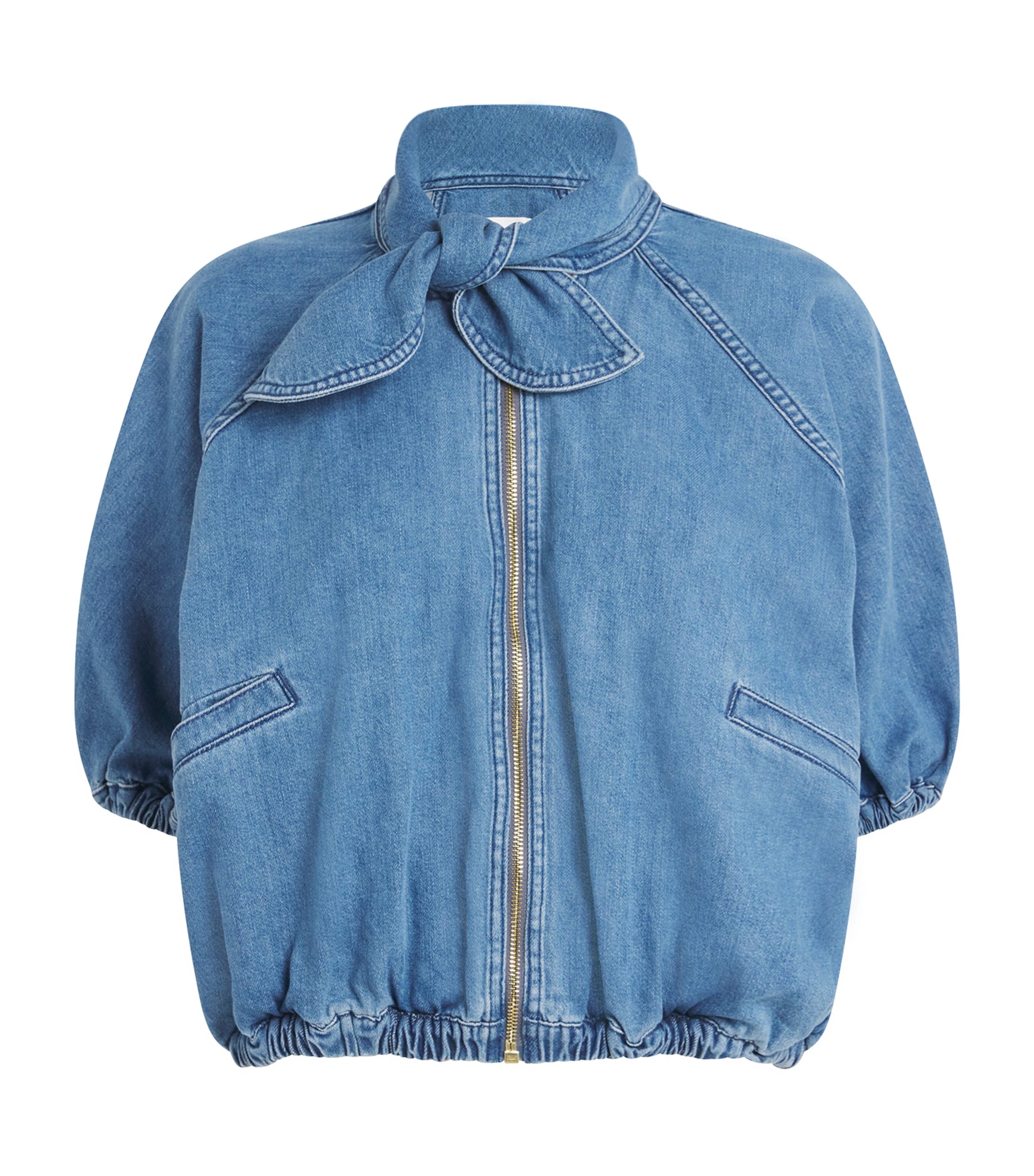 Patou Blue Blouson-Sleeve Denim Jacket | Harrods US