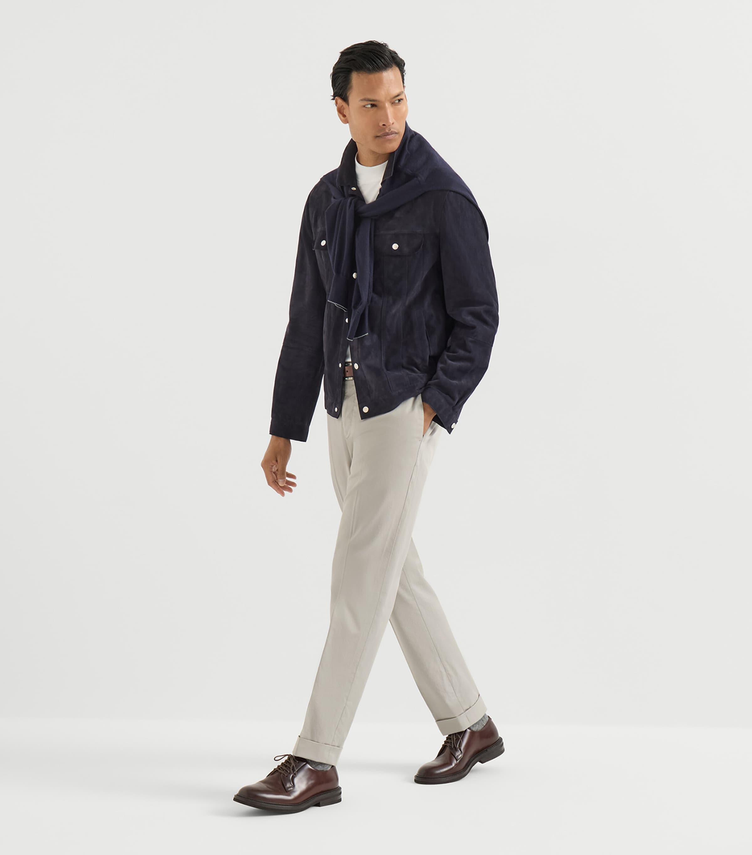 Brunello Cucinelli Mens Stretch-Cotton Gabardine Trousers Image 3