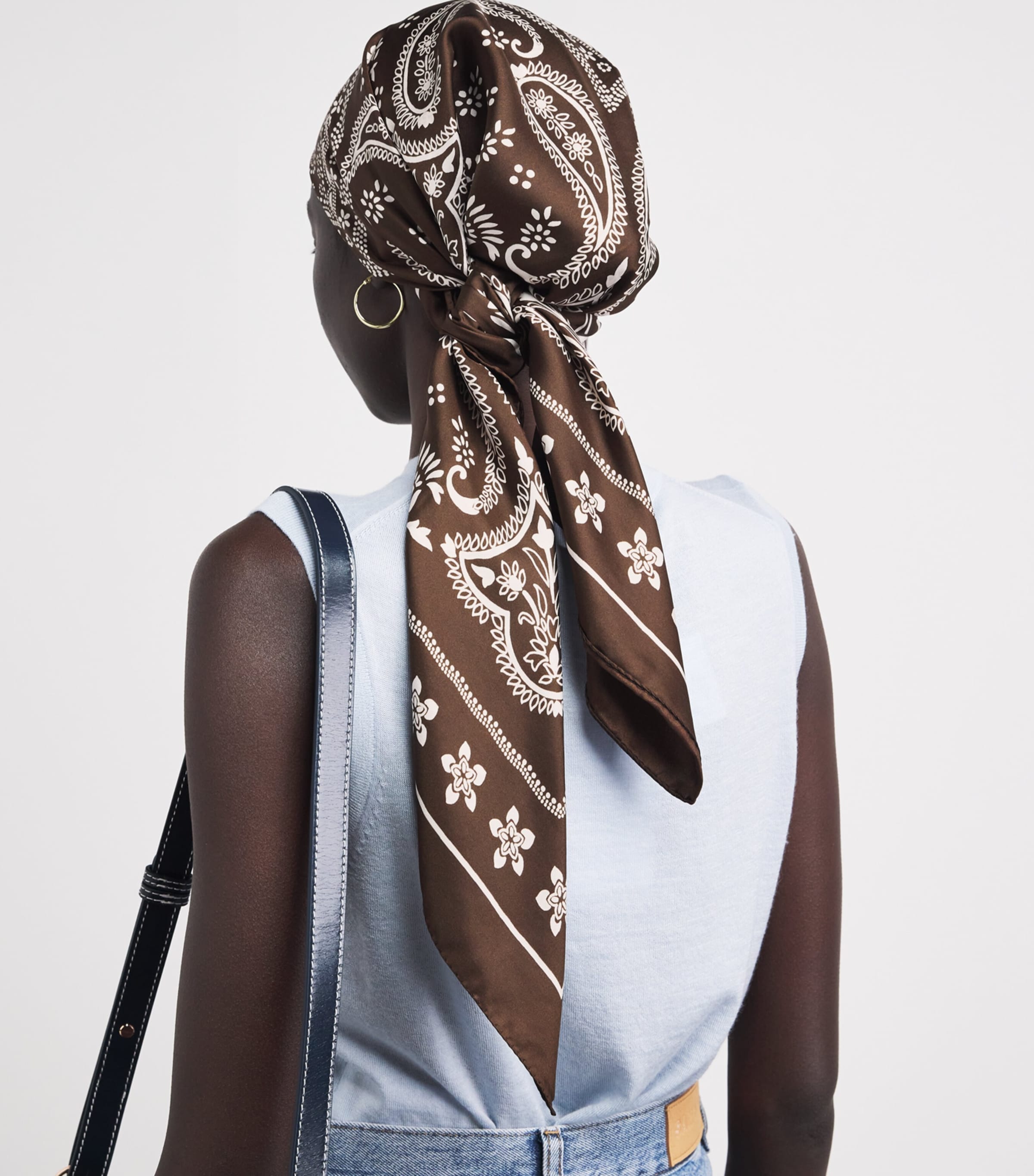 Sandro Paris Silk Printed Bandana Taupe / White Image 3