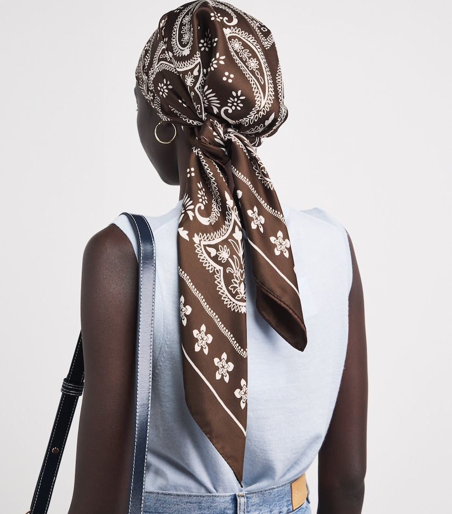 Sandro Paris Silk Printed Bandana Taupe / White Image 3