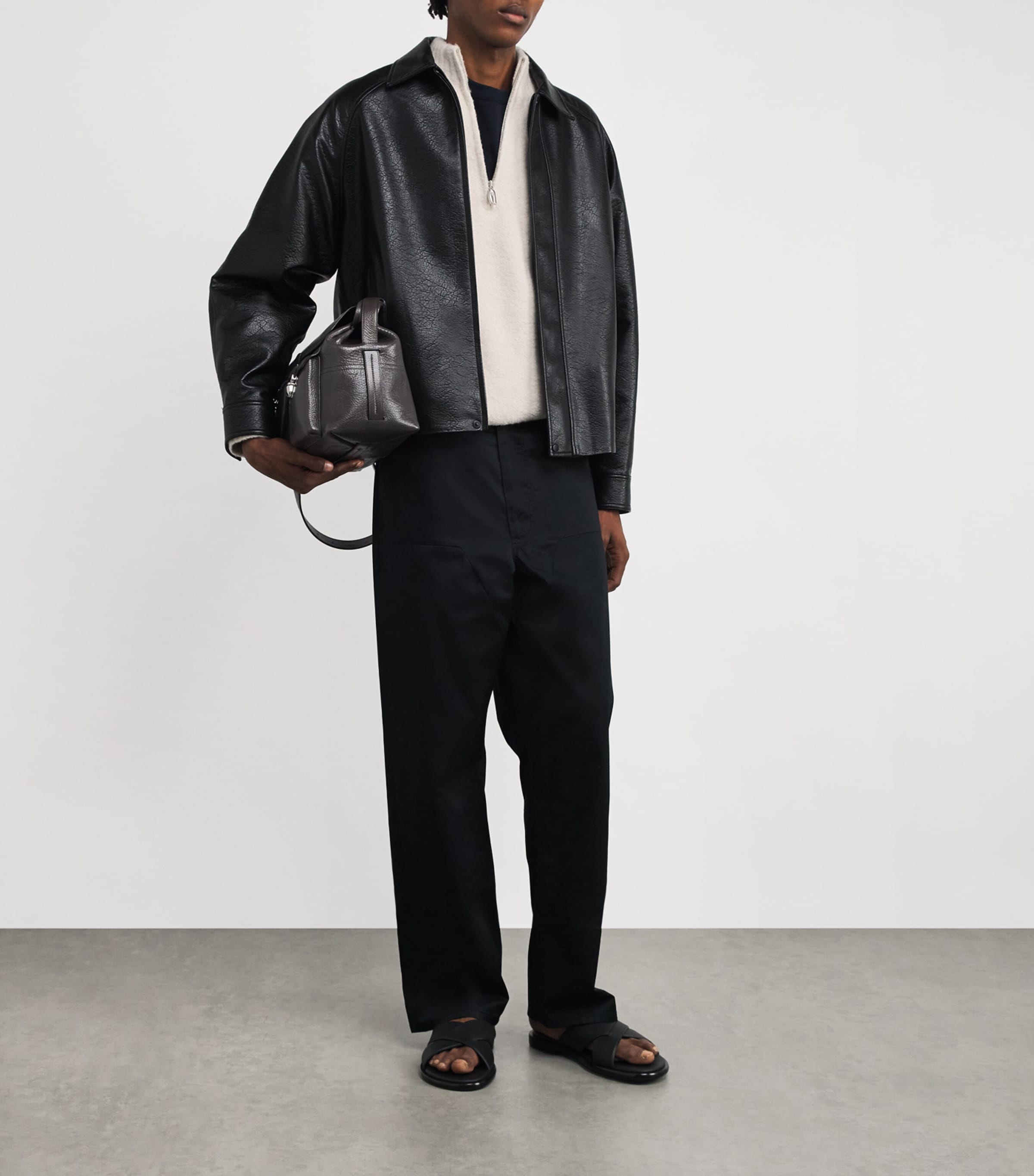 Le 17 Septembre Mens Wool-Blend Half-Zip Sweater Ivory Image 2