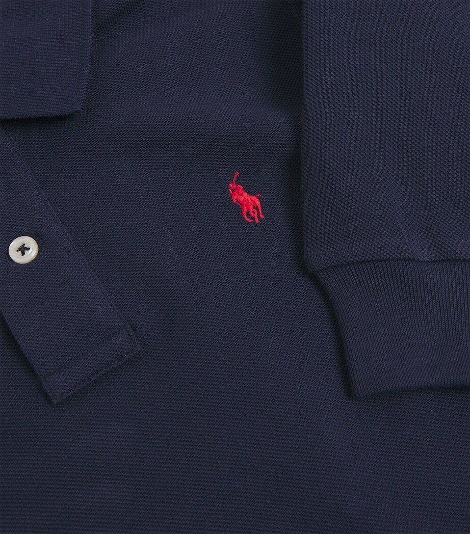 Cotton Long-Sleeve Polo Shirt (7-14 Years) NAVY Image 3