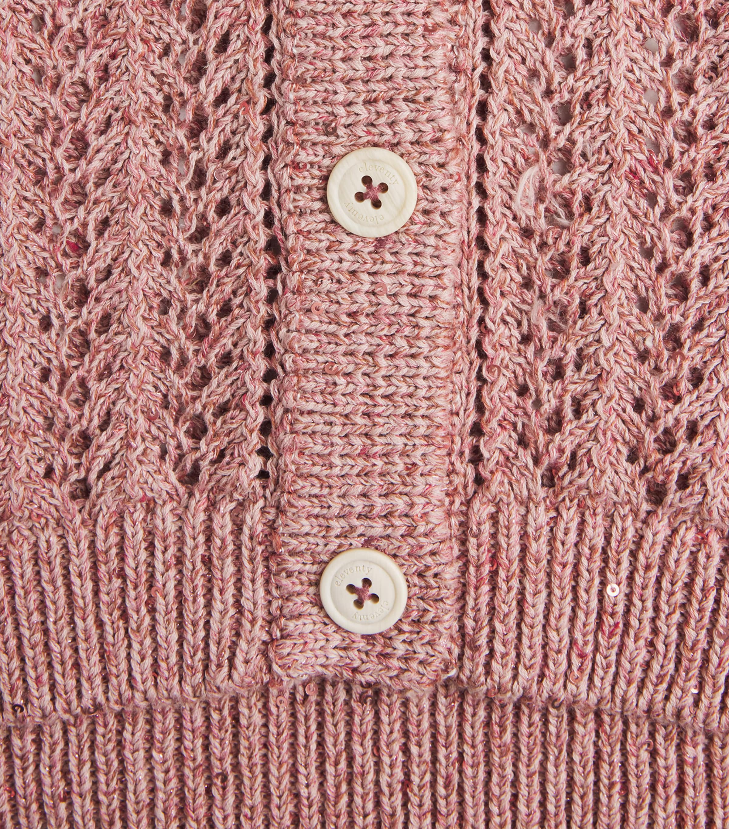 Eleventy Womens Cotton-Linen-Blend Sequinned Cardigan Lampone Image 6
