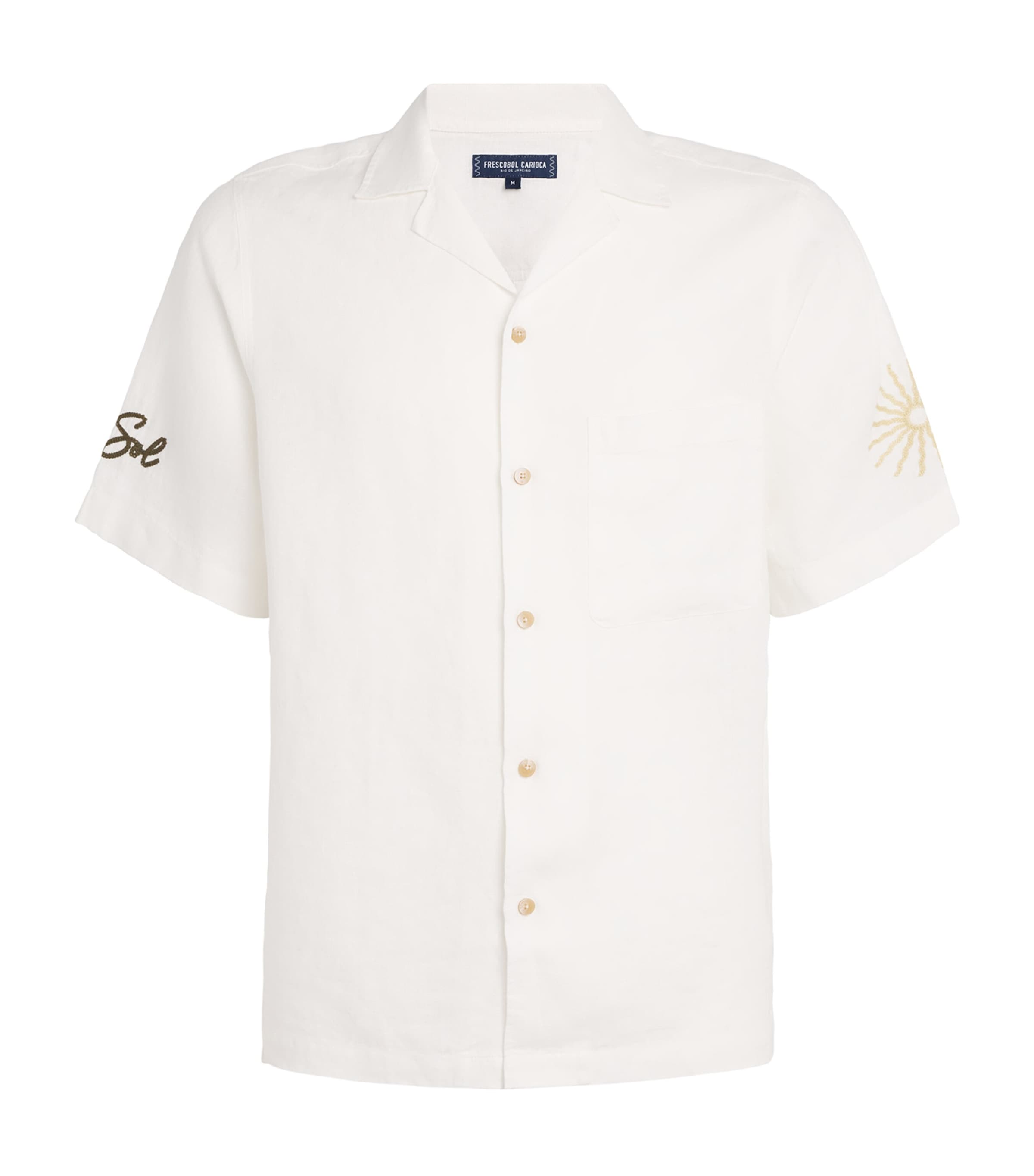 Frescobol Carioca Linen Embroidered Alves Shirt In White
