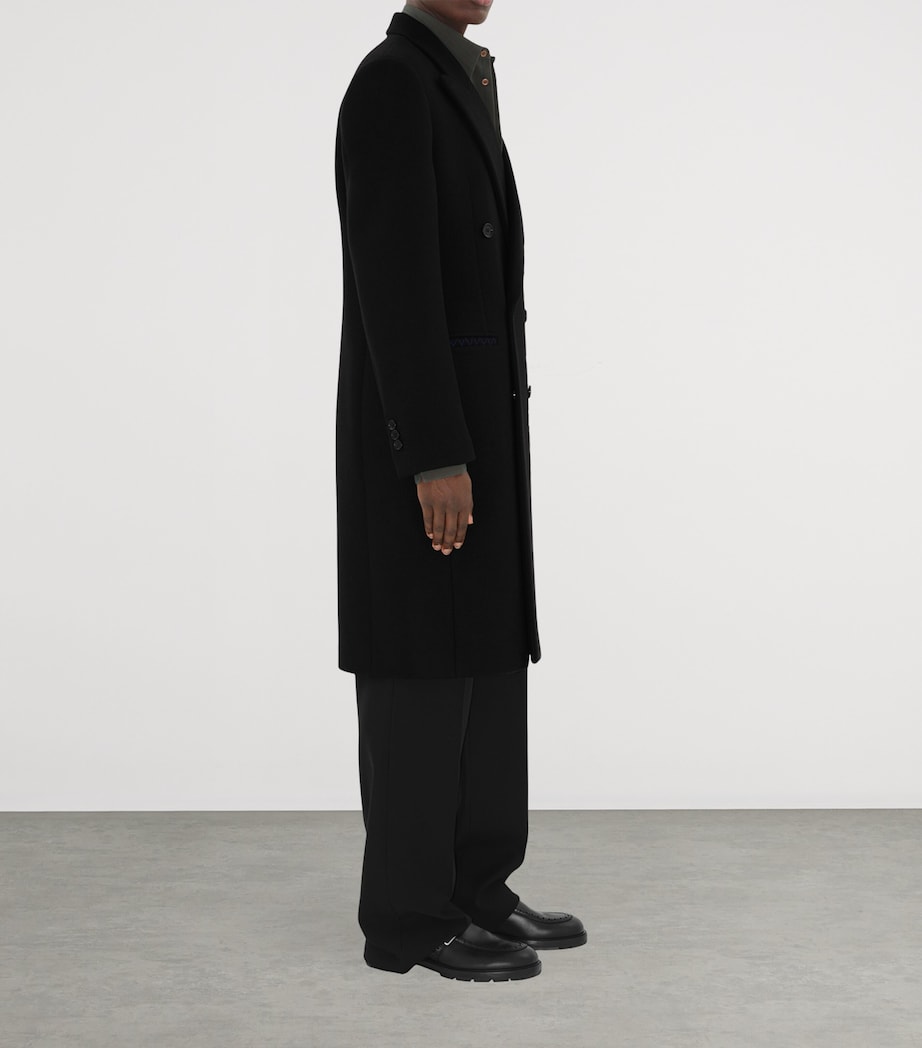 Wool Double-Breasted Tailored Coat BLACK Image 3