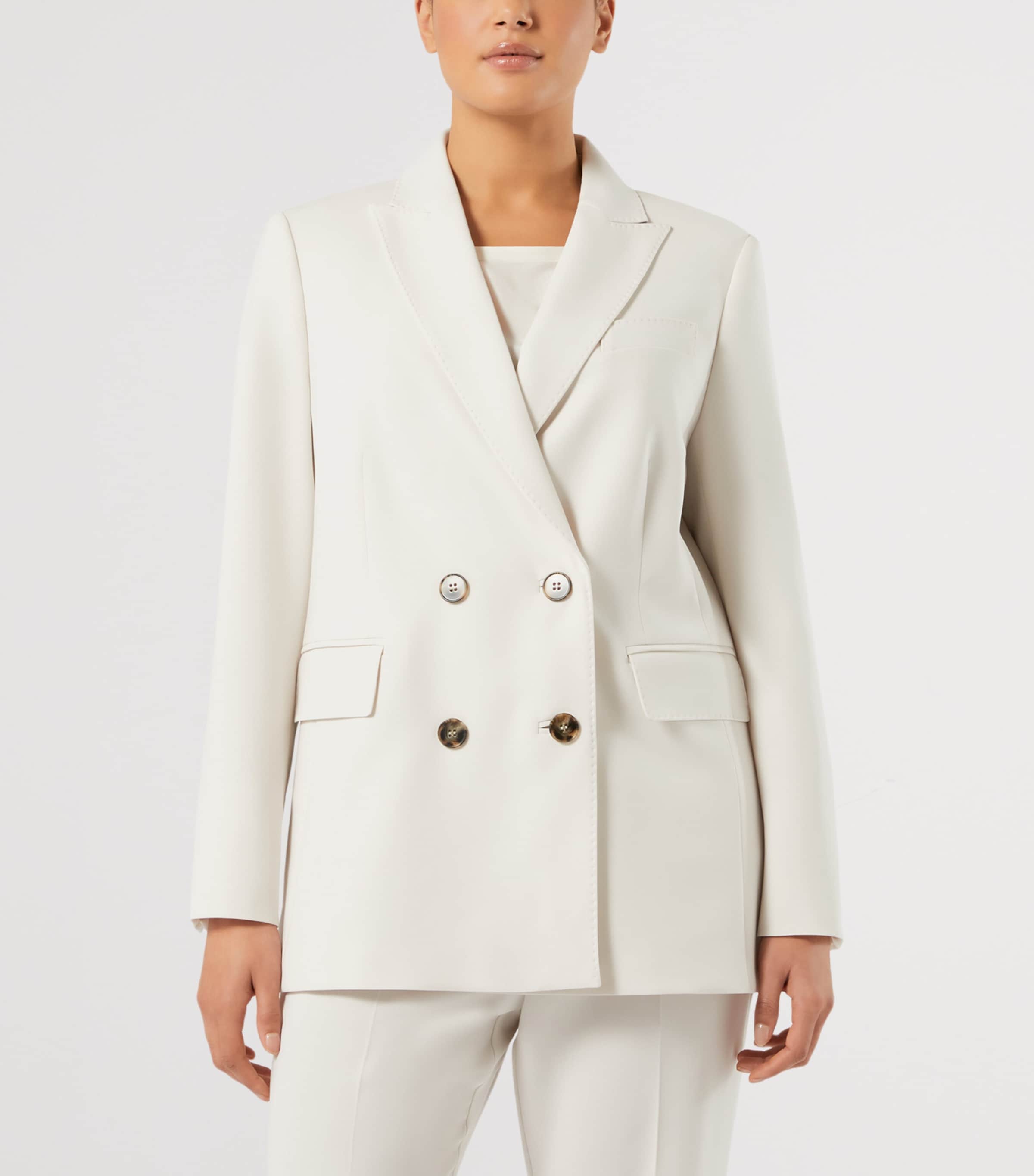 Marina Rinaldi Womens Fox Double-Breasted Blazer Ice Image 3