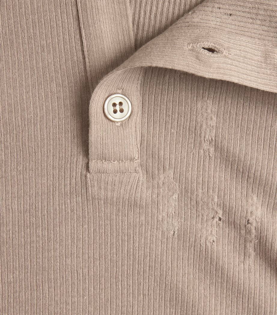 Distressed-Detail Long-Sleeve Henley T-Shirt BROWN 300 Image 5