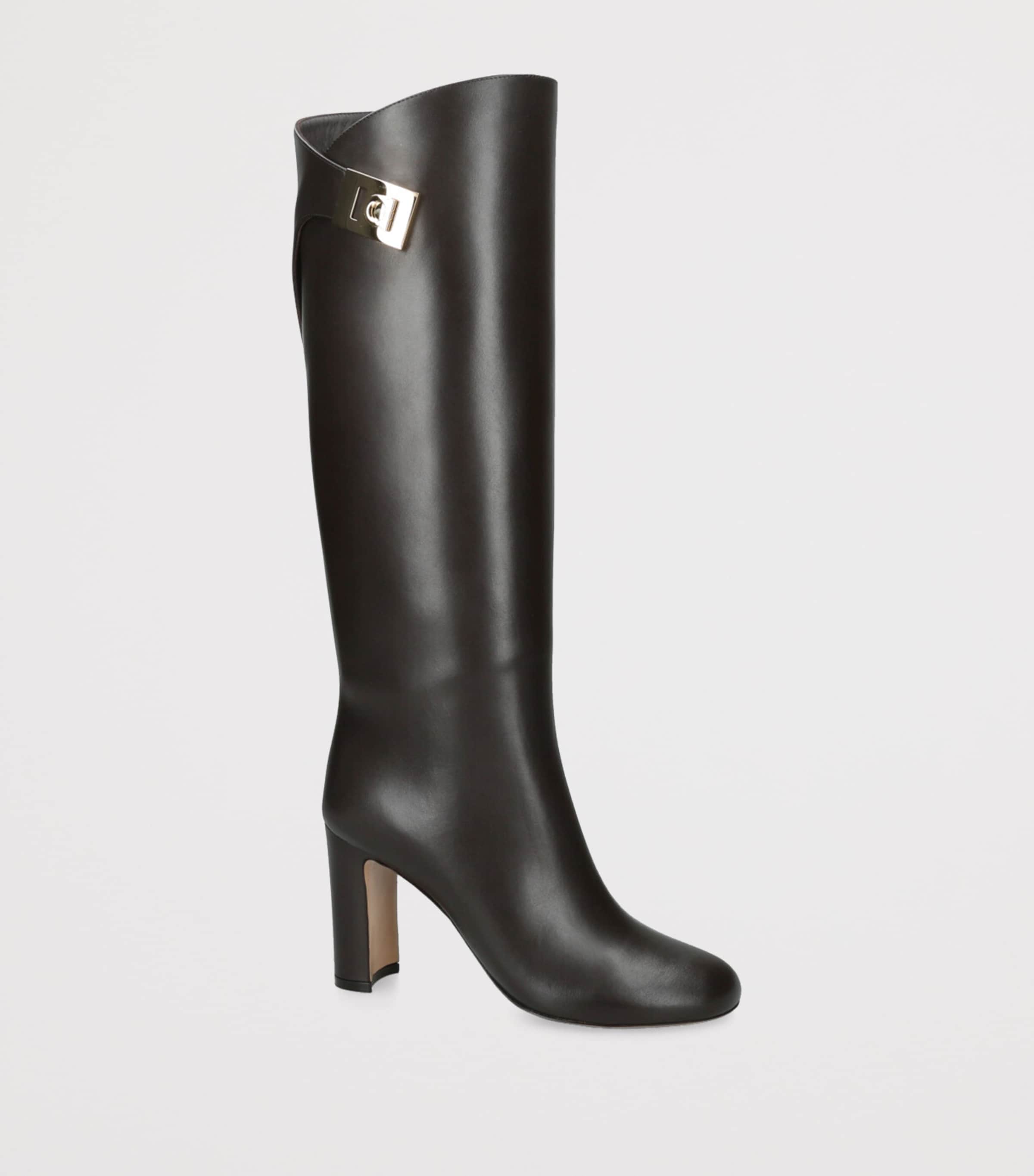Salvatore Ferragamo Brown Leather Enni Knee-High Boots 95 | Harrods US