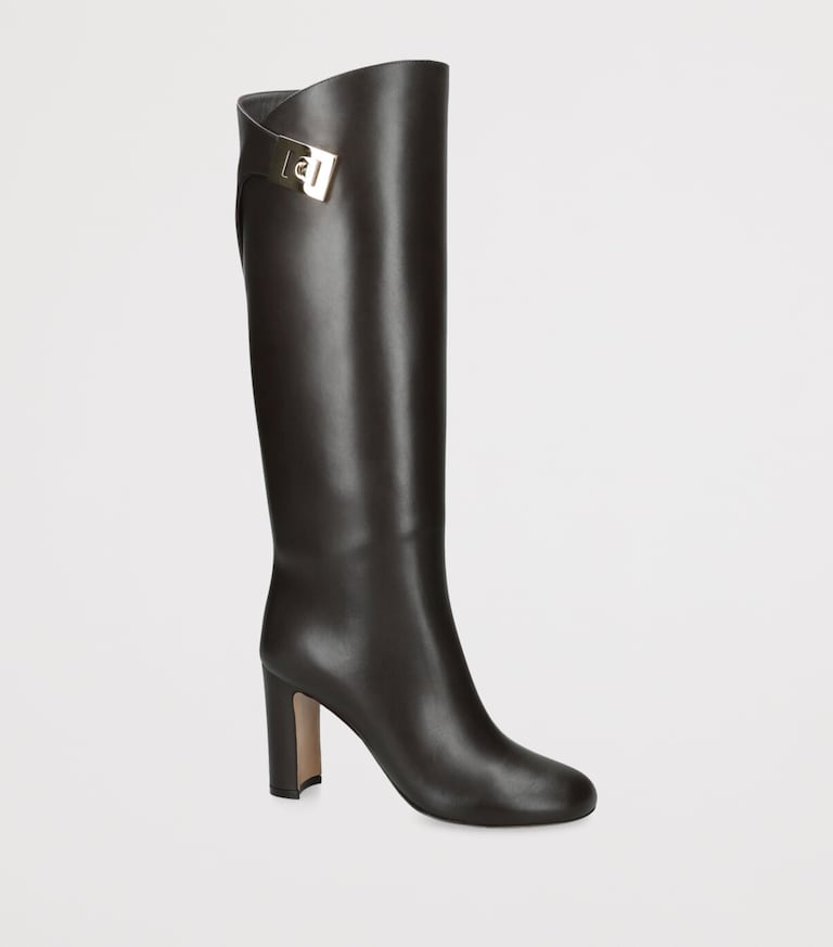 Salvatore Ferragamo Brown Leather Enni Knee-High Boots 95 | Harrods US