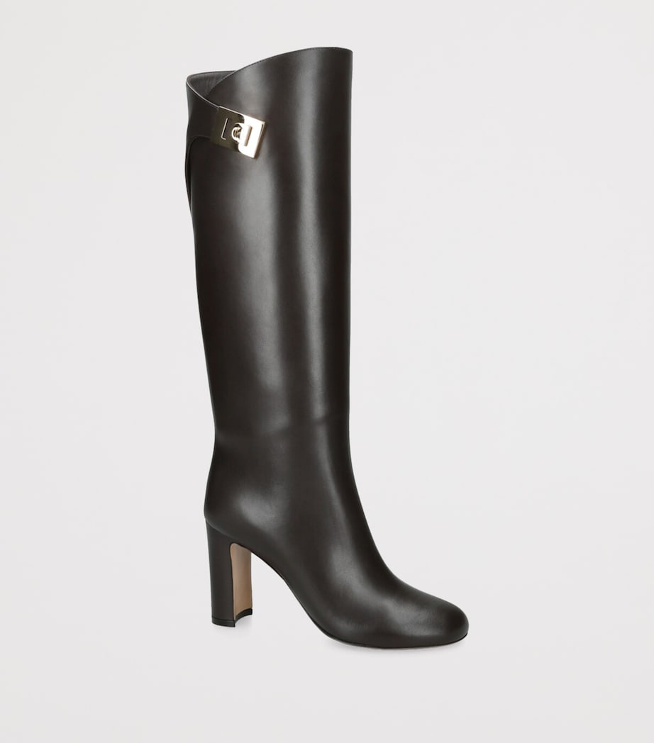 Salvatore Ferragamo Brown Leather Enni Knee-High Boots 95 | Harrods US