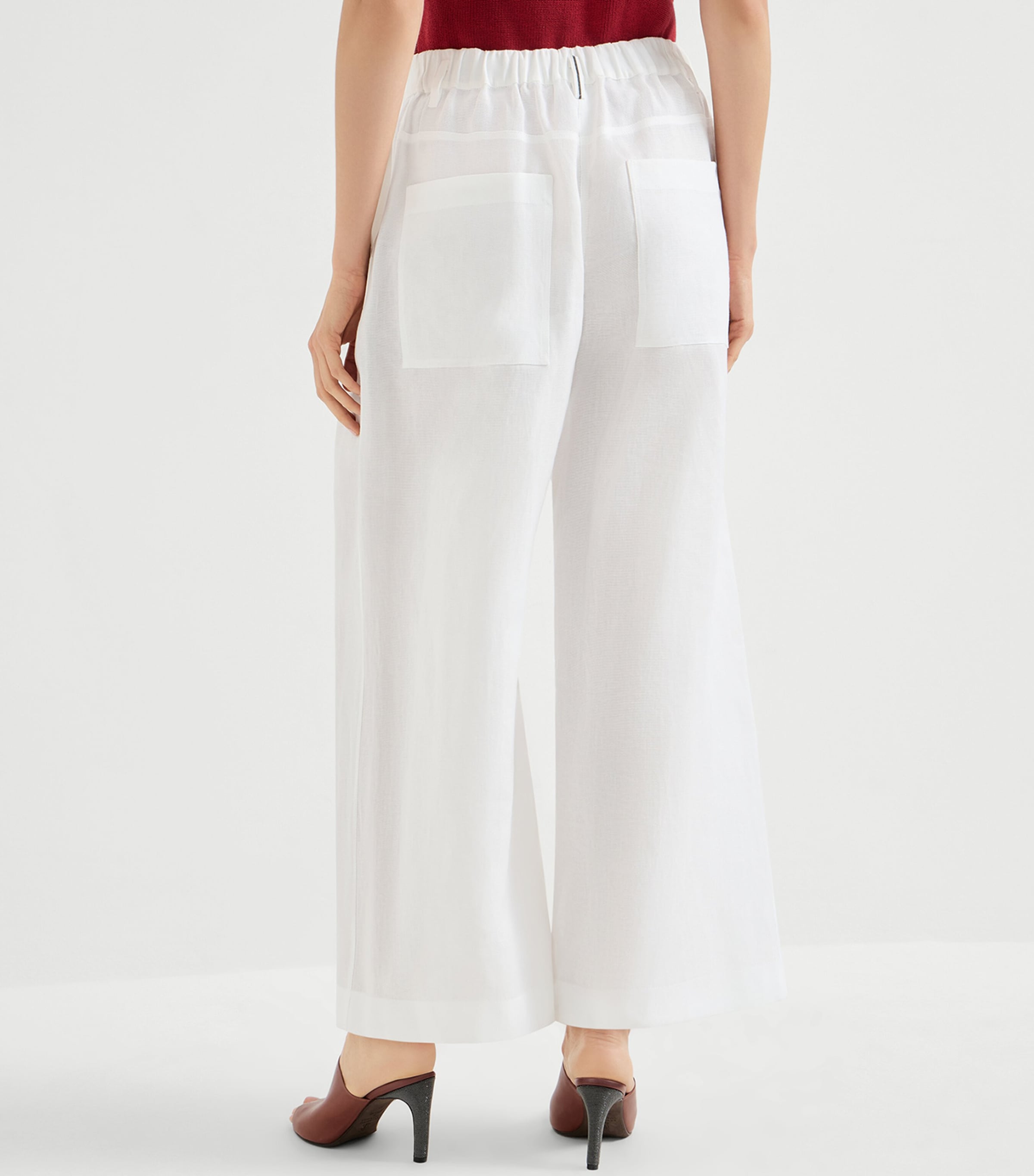 Brunello Cucinelli Womens Cotton Pleated Wide-Leg Trousers Image 5