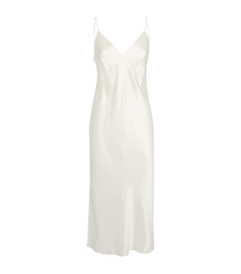 Olivia von Halle Silk Issa Slip Dress Ivory