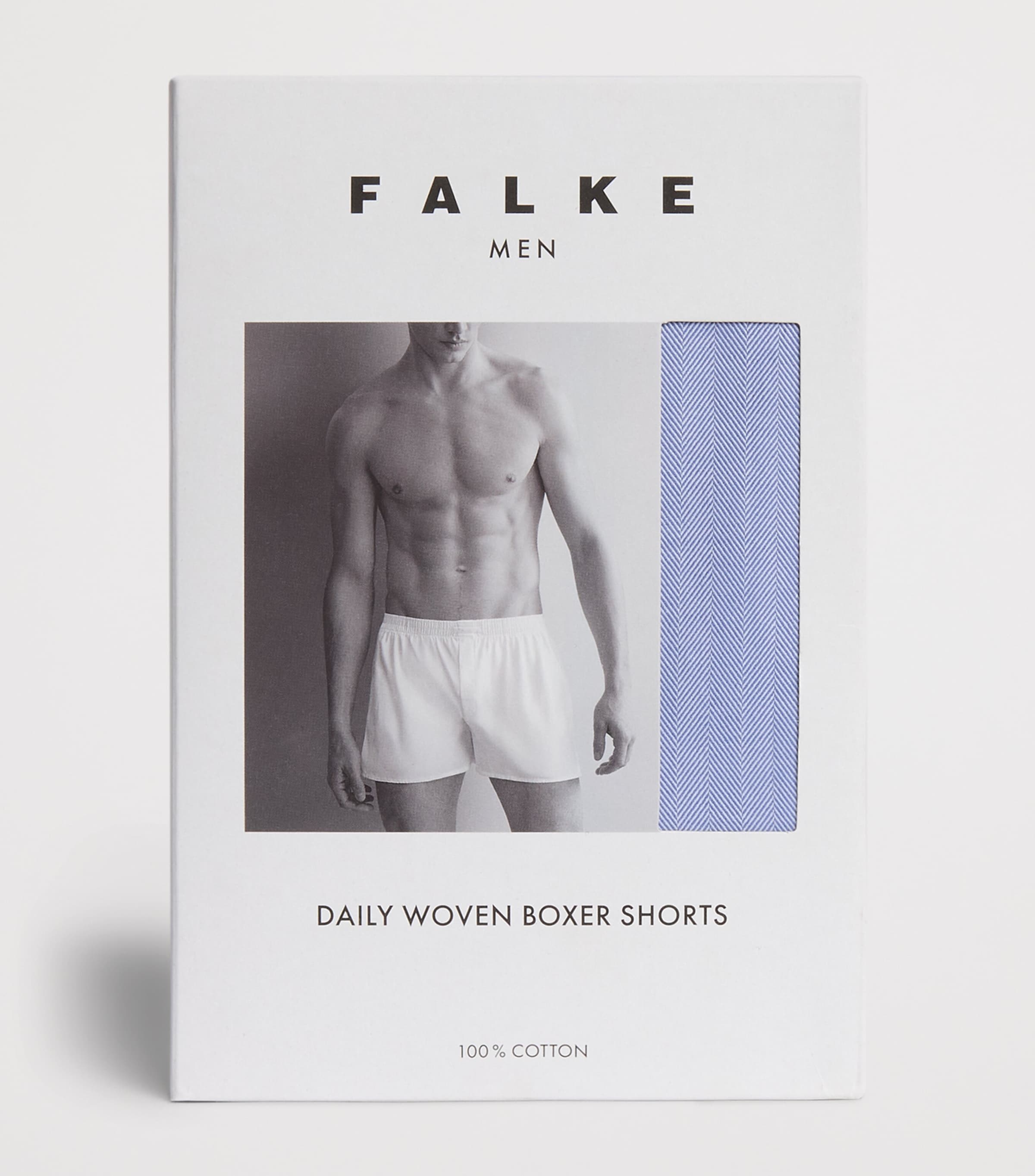 Falke Mens Cotton Woven Boxer Shorts Blue Image 4