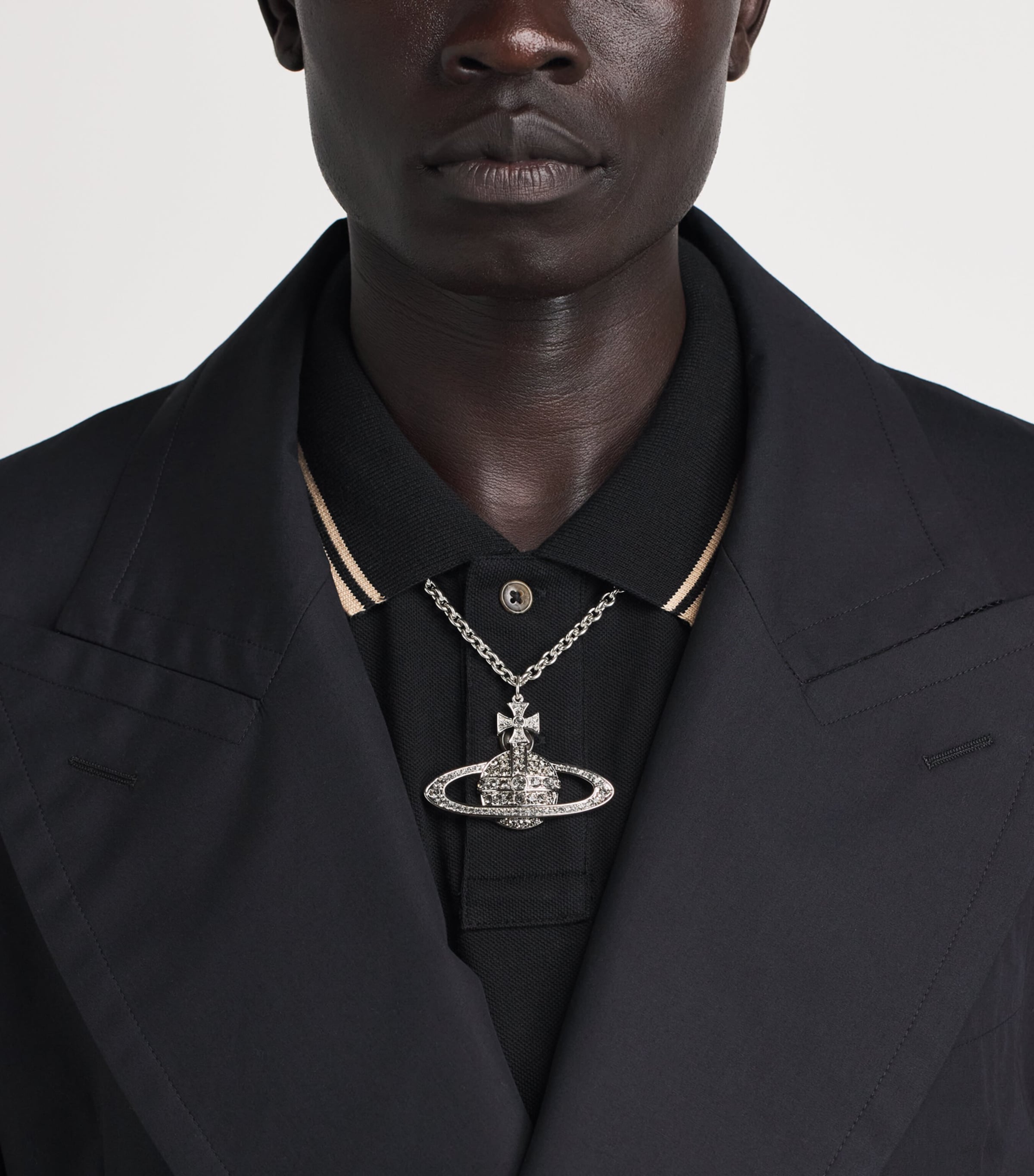Vivienne Westwood Mini Bas Relief Orb Pendant Necklace Plat/blk Dmn Cr Image 2