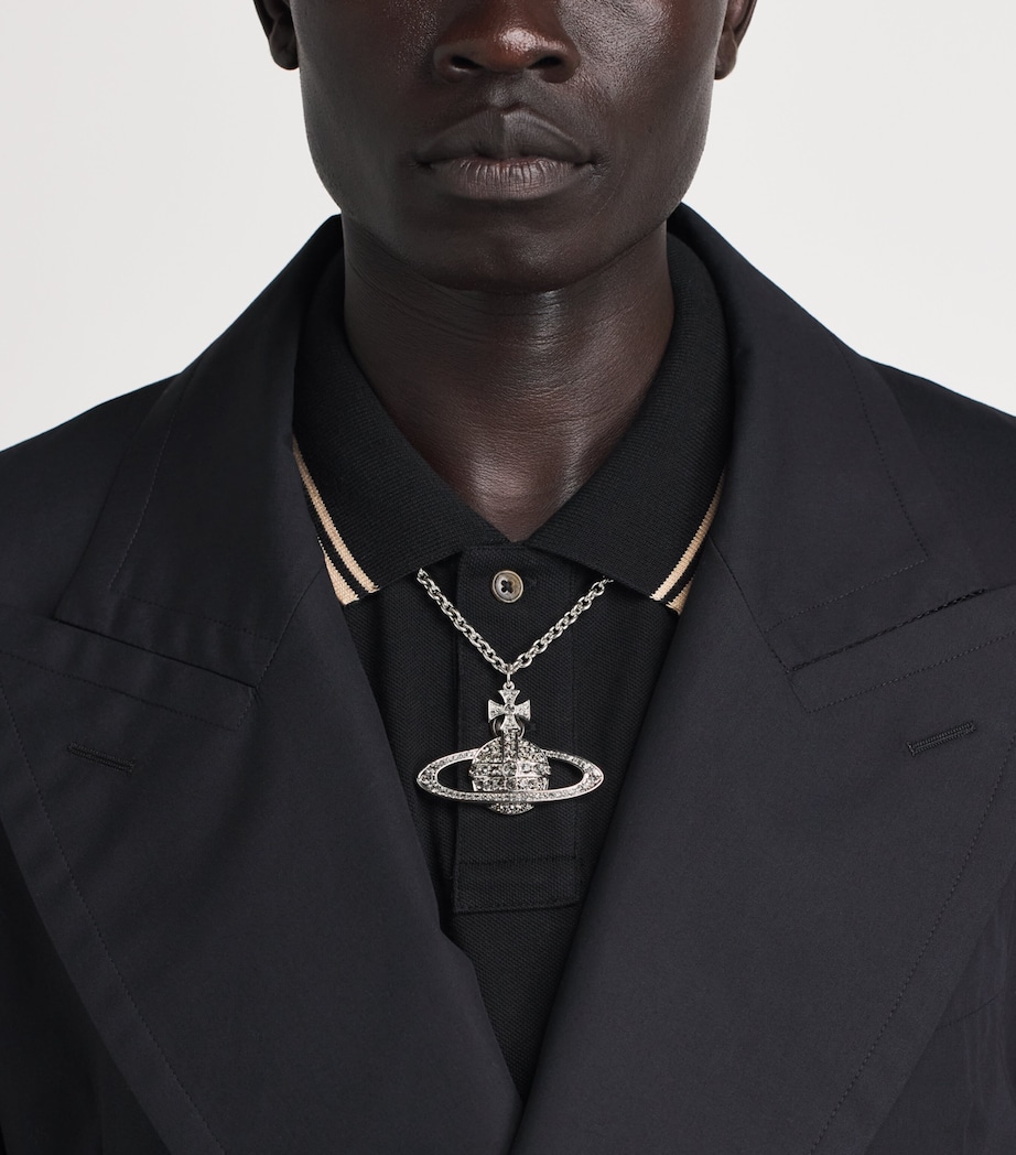 Vivienne Westwood Mini Bas Relief Orb Pendant Necklace Plat/blk Dmn Cr Image 2