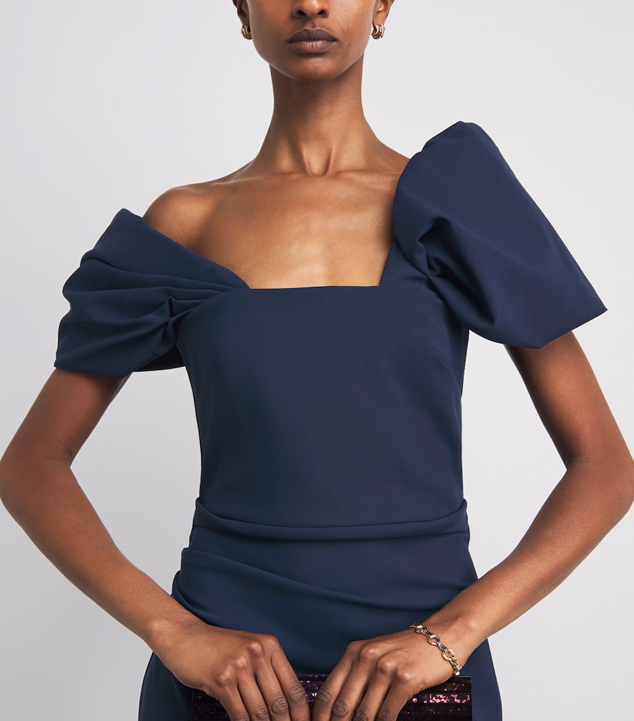 Rachel Gilbert Womens Asymmetric Jade Gown Navy Image 3