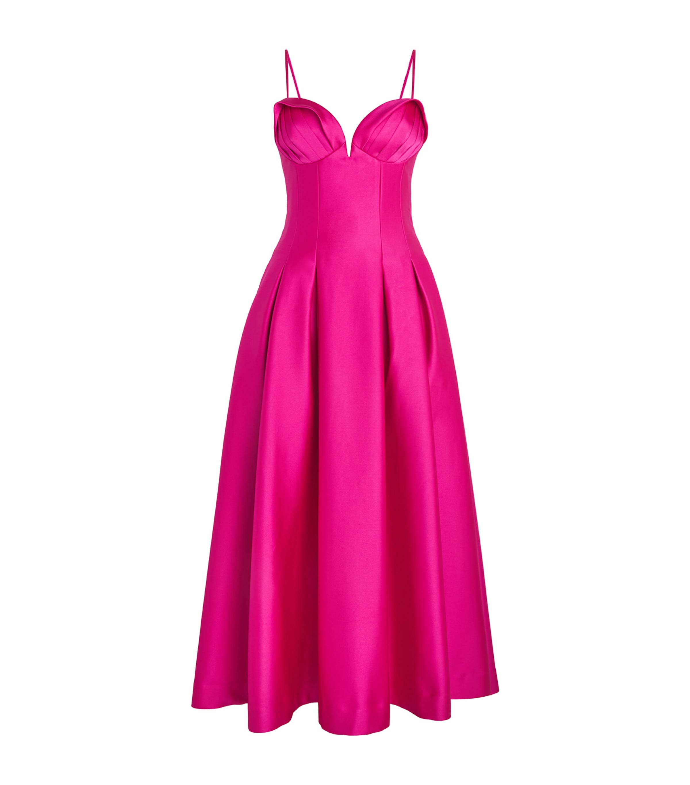 Rebecca Vallance Saskia Pleated Satin Maxi Dress In Pink