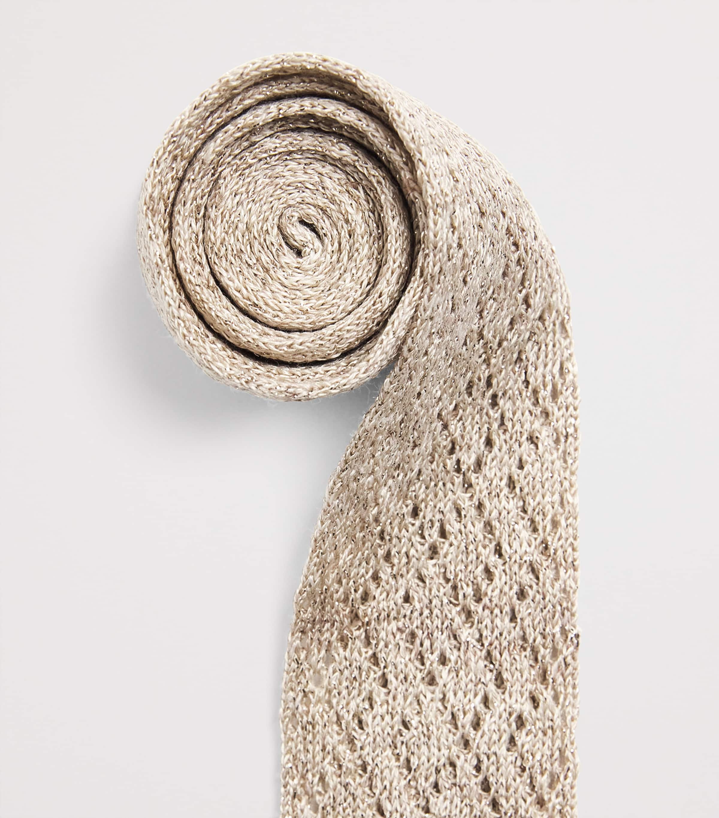 Eleventy Silk-Linen-Blend Skinny Scarf Sabbia Image 4