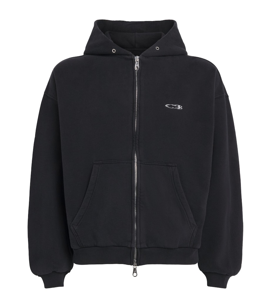 Cole Buxton Mens Cotton Distressed Surf Hoodie Vintage Black Image 1
