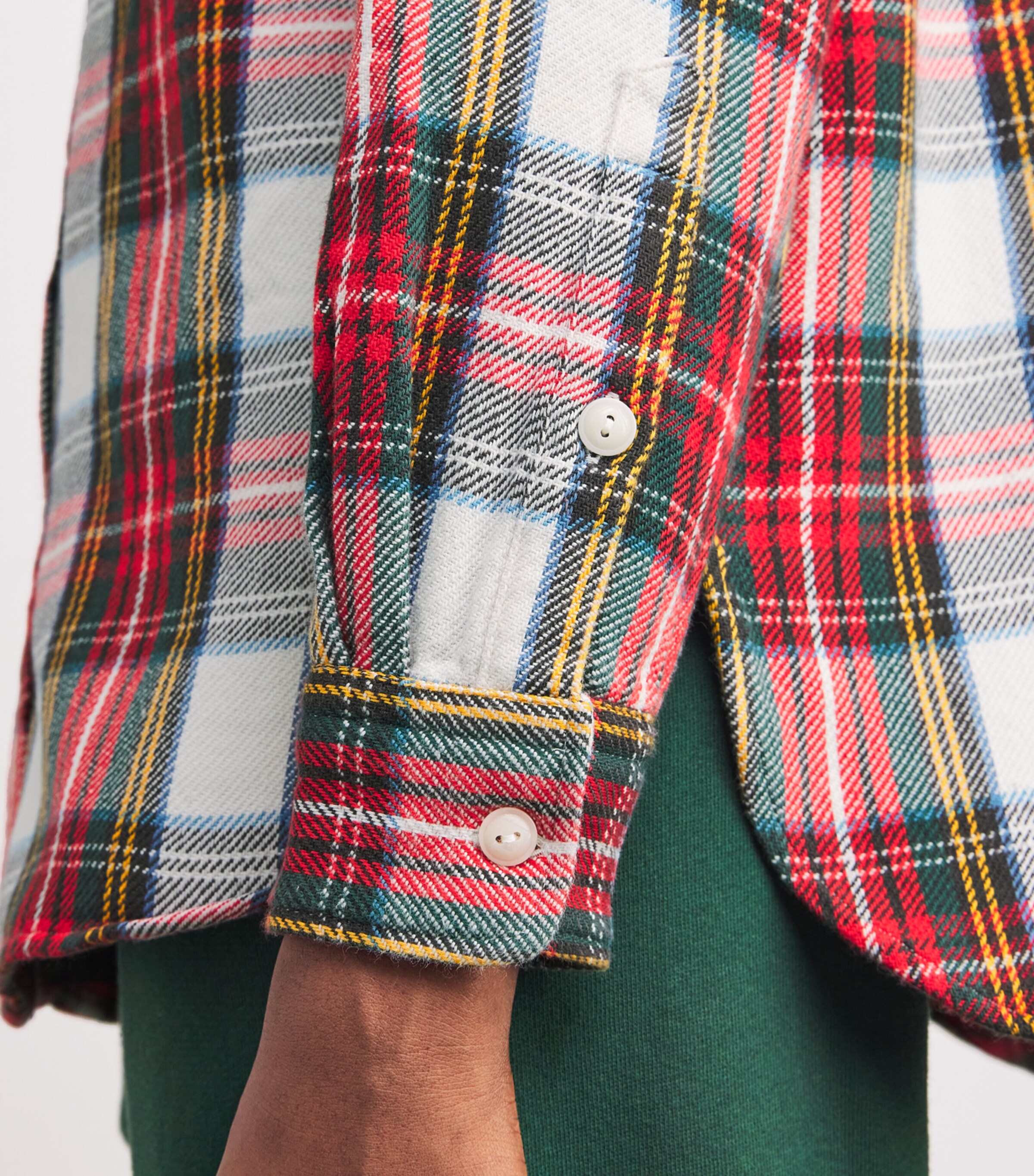 Cotton Plaid Shirt 1957 RED-CREAM-GREEN Image 6