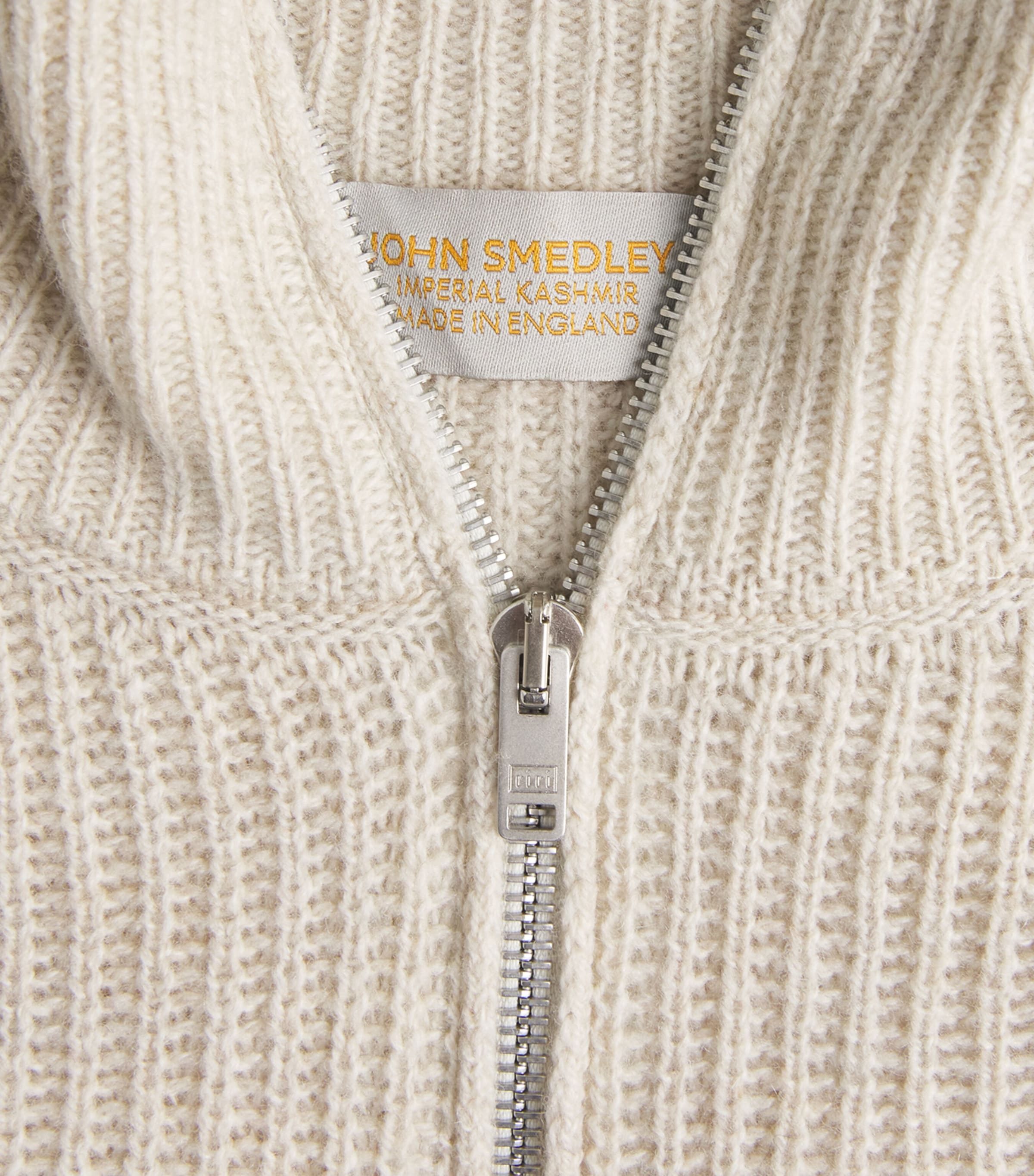 John Smedley Mens Recycled Cashmere-Wool Quarter-Zip Ryker Sweater Pampas Image 6