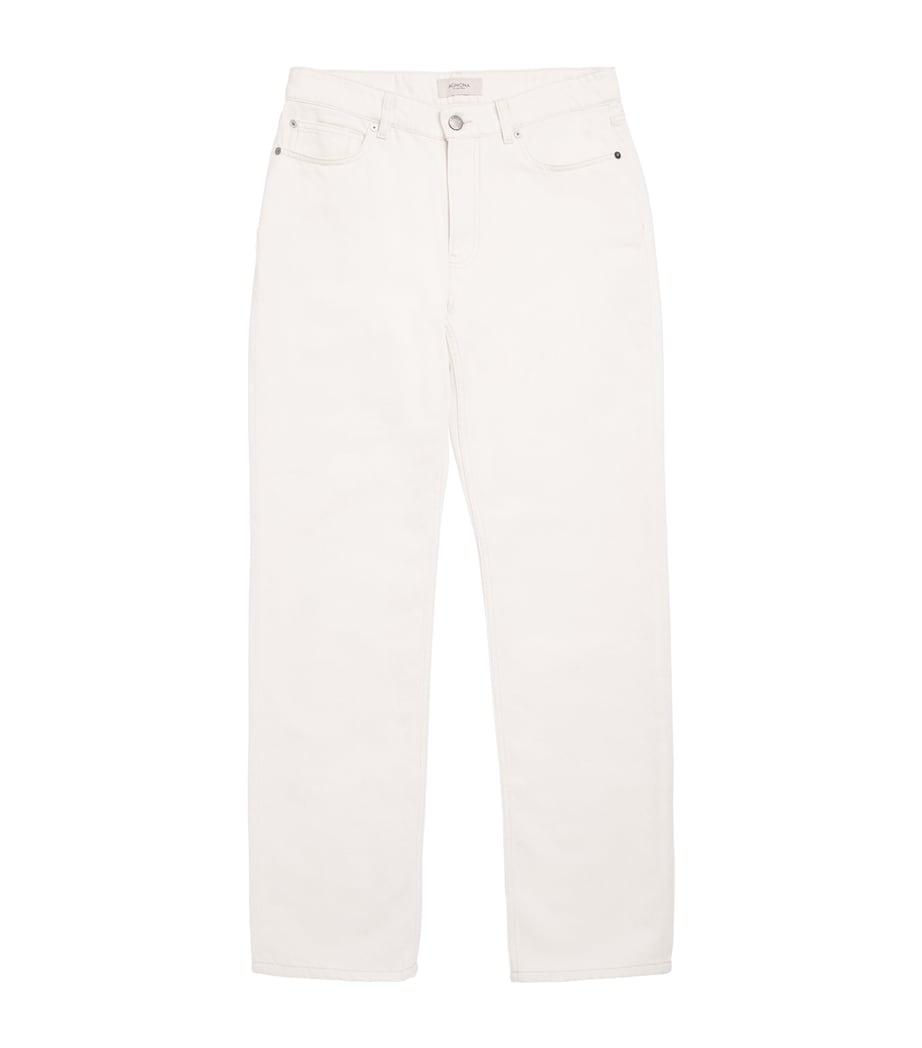 Agnona Mens Cotton-Linen Straight Jeans White Image 1