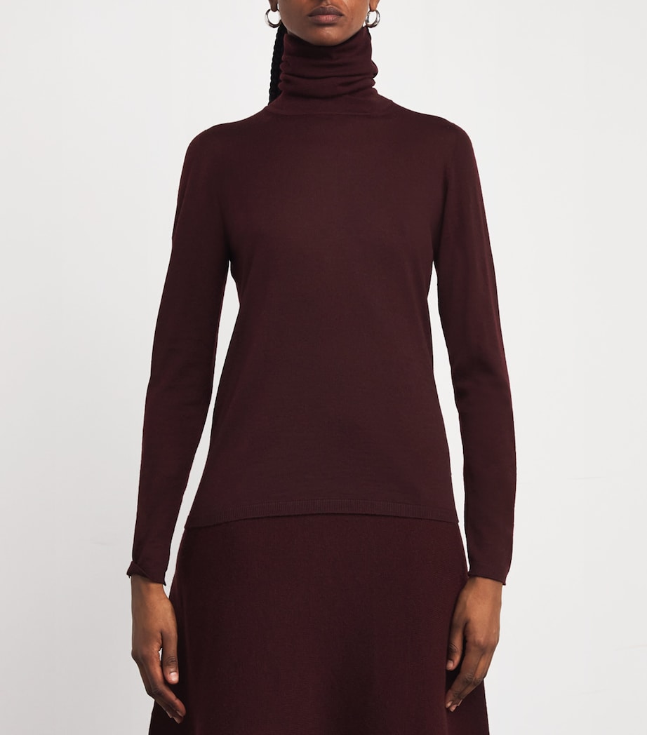 Virgin Wool Rollneck Sweater CHERRY Image 3