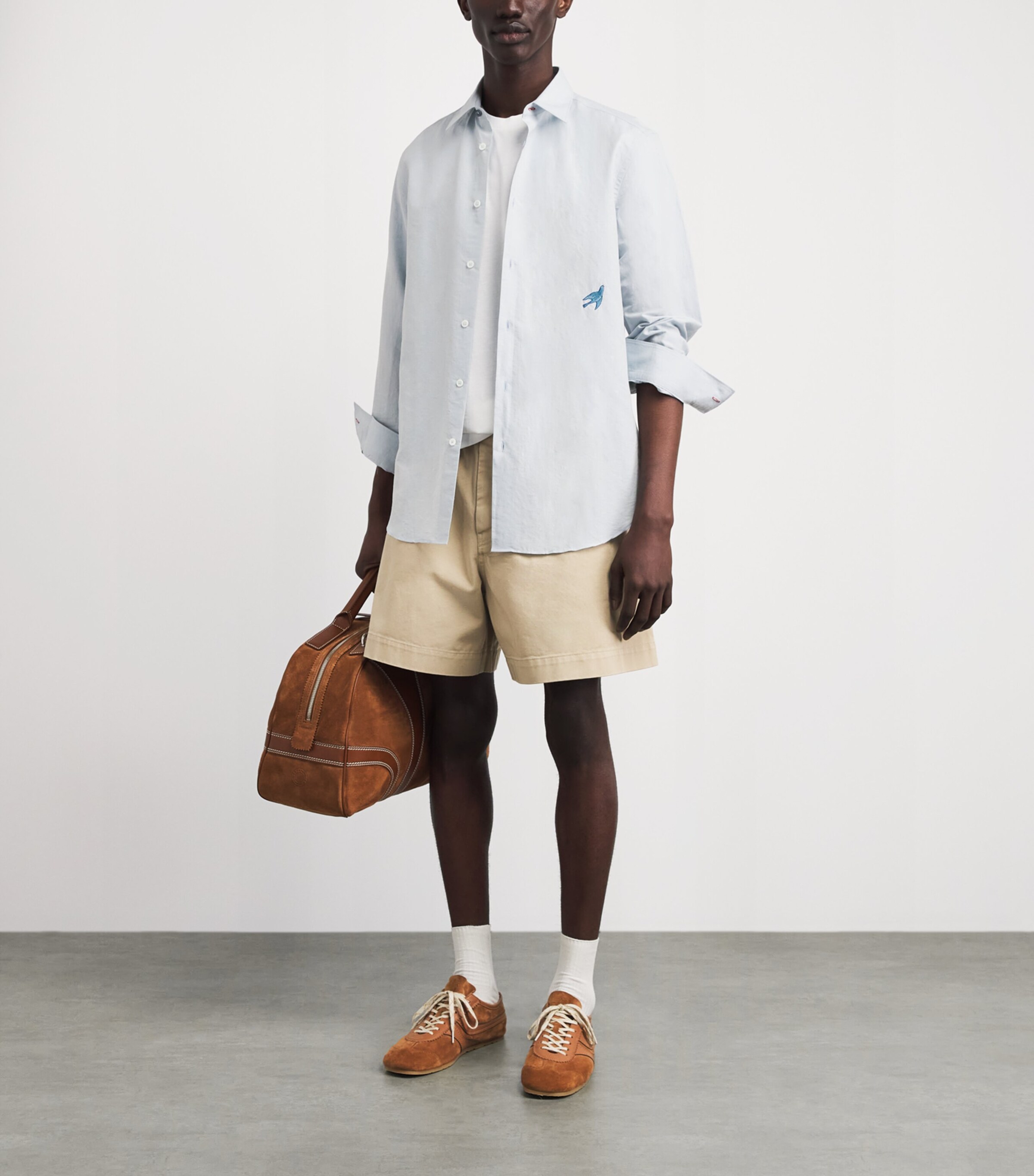 Paul Smith Mens Cotton-Linen Embroidered Oxford Shirt Image 2