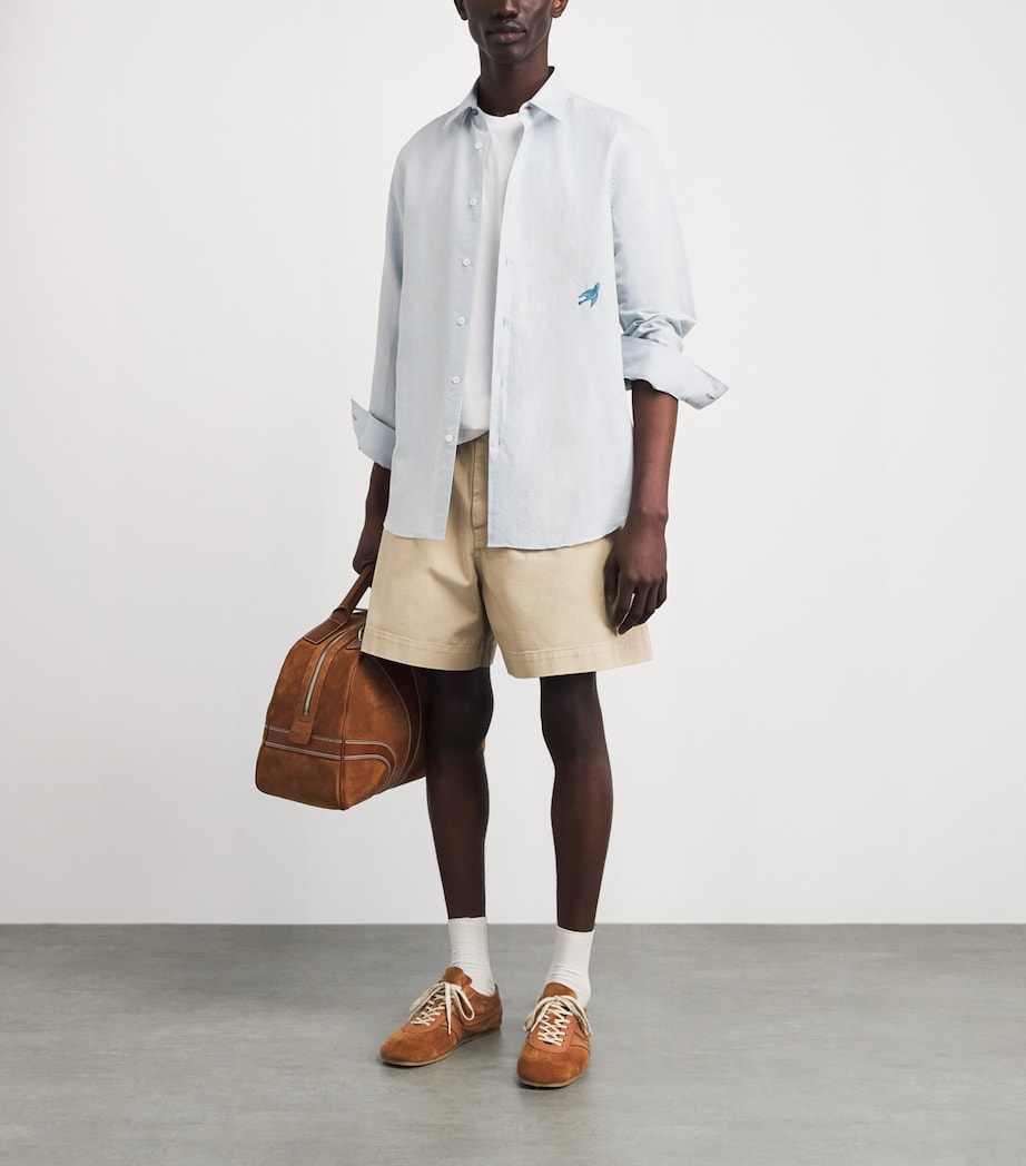 Paul Smith Mens Cotton-Linen Embroidered Oxford Shirt Image 2