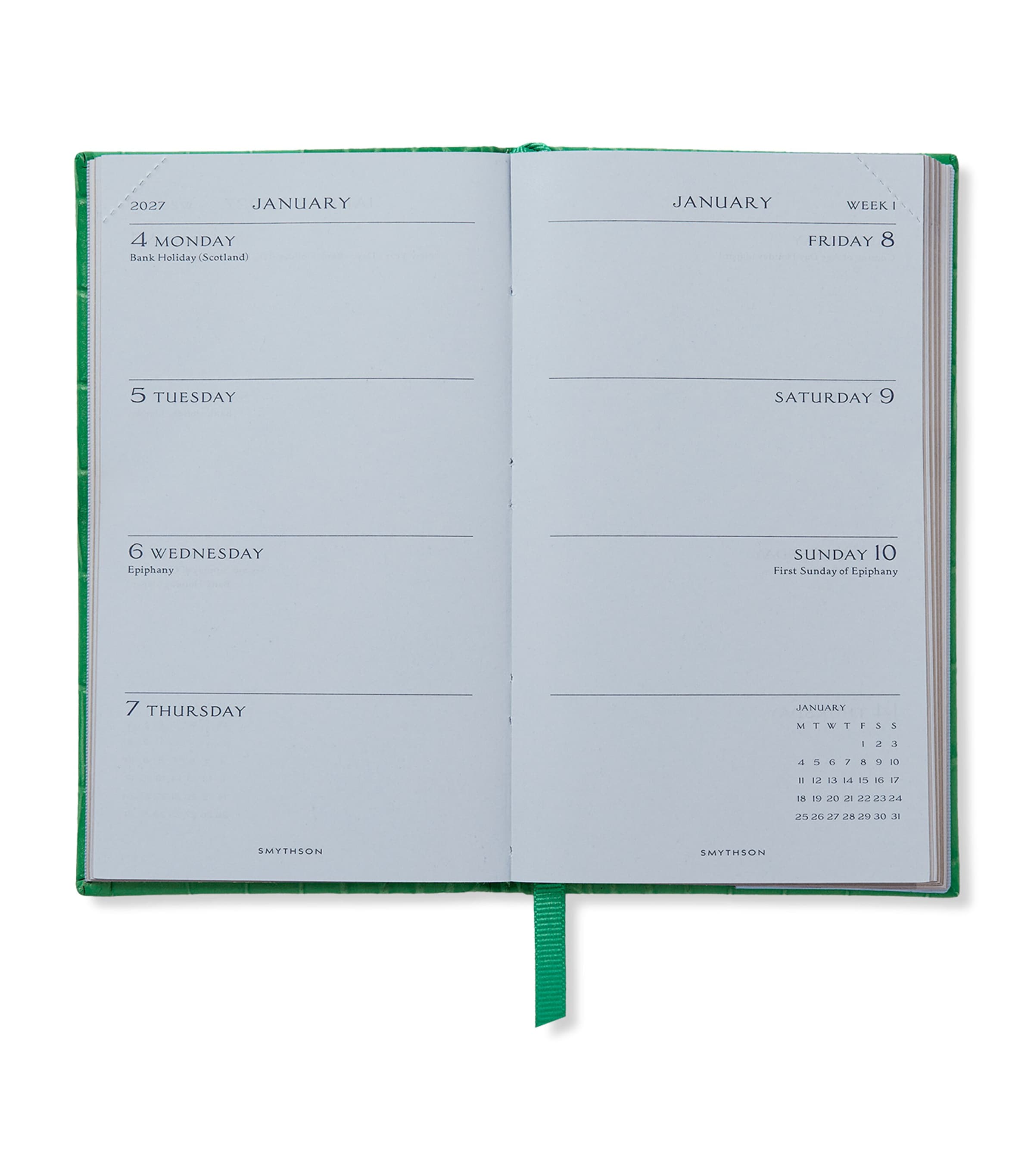 Smythson Leather Panama Weekly Diary 2027 Jade Image 2
