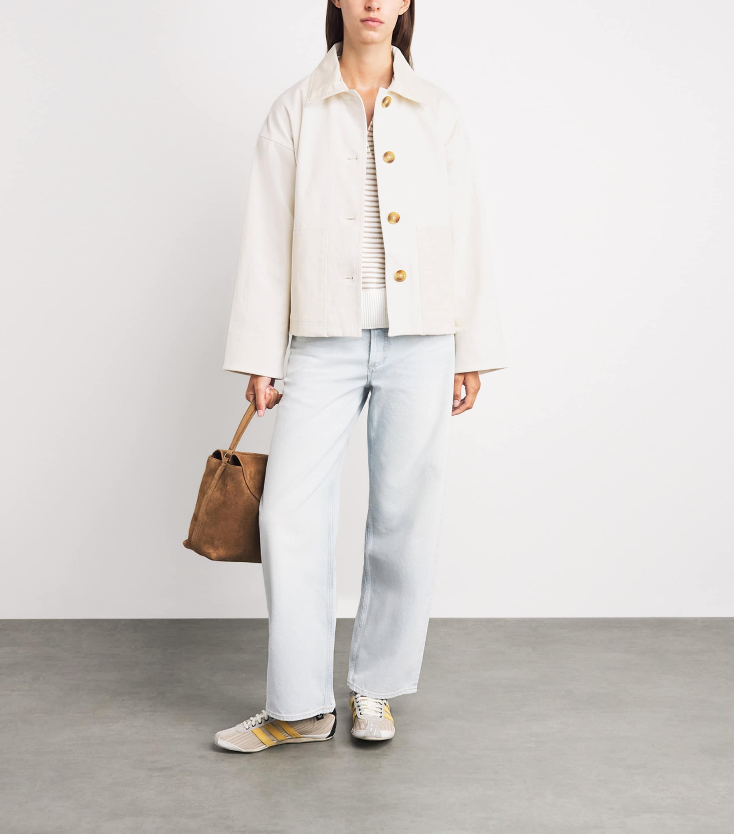 Barbour Womens Stretch-Cotton Cloverdale Jacket Neutral Image 2
