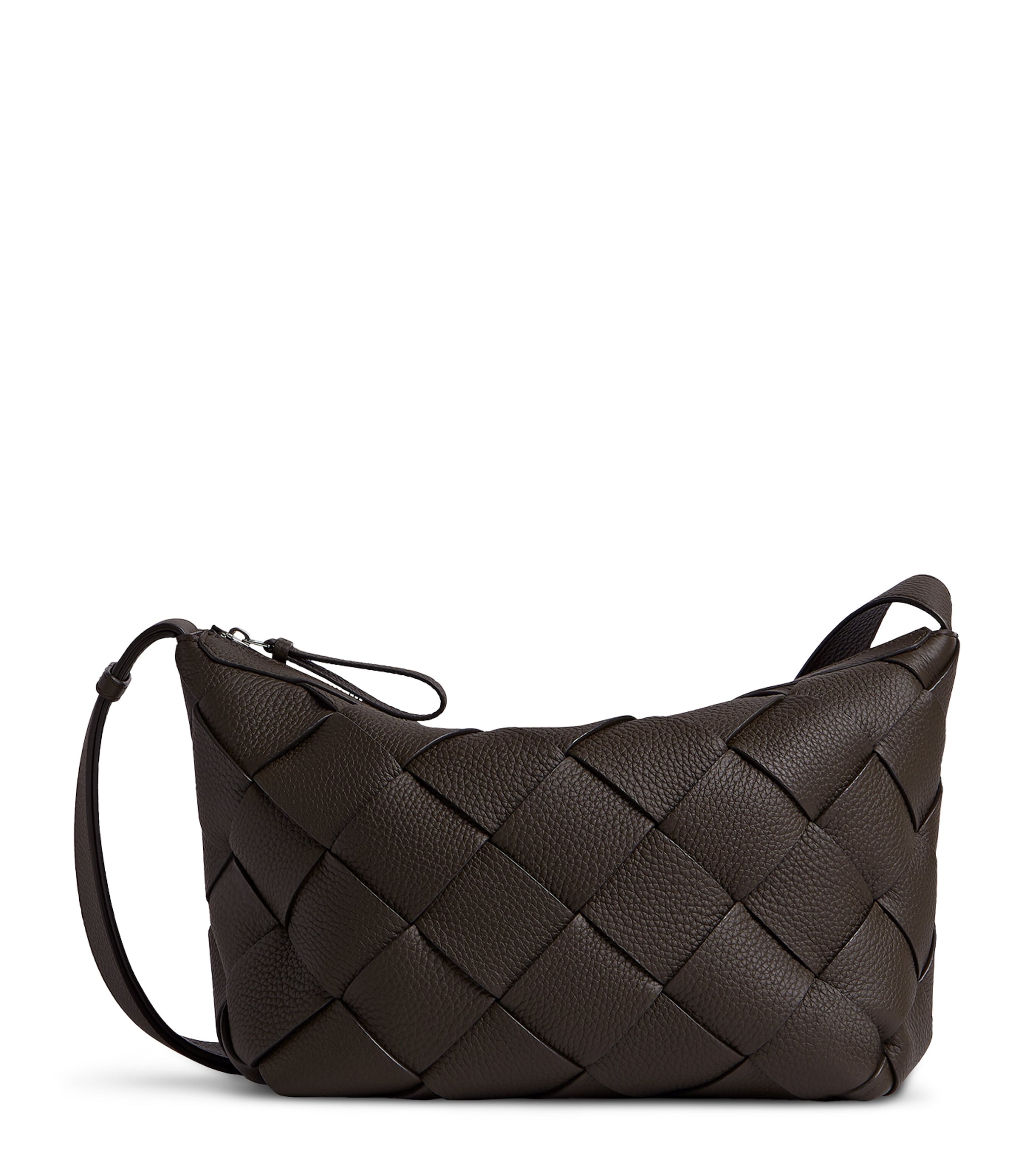 Bottega Veneta Leather Intreccio Diago Cross-body Bag In Brown