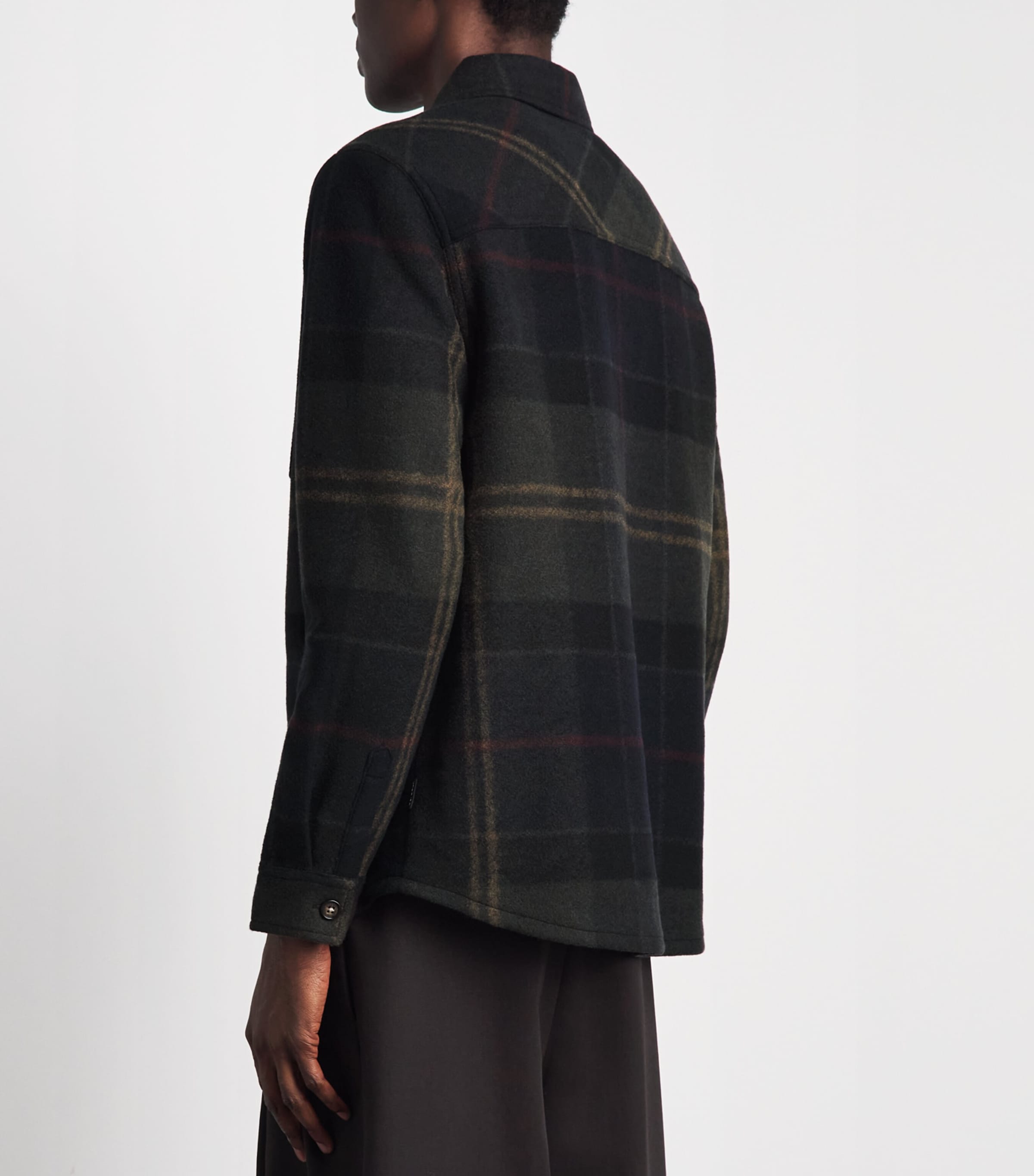 Barbour Mens Brushed Woodlane Check Overshirt Shadow Classic Trtn Image 5