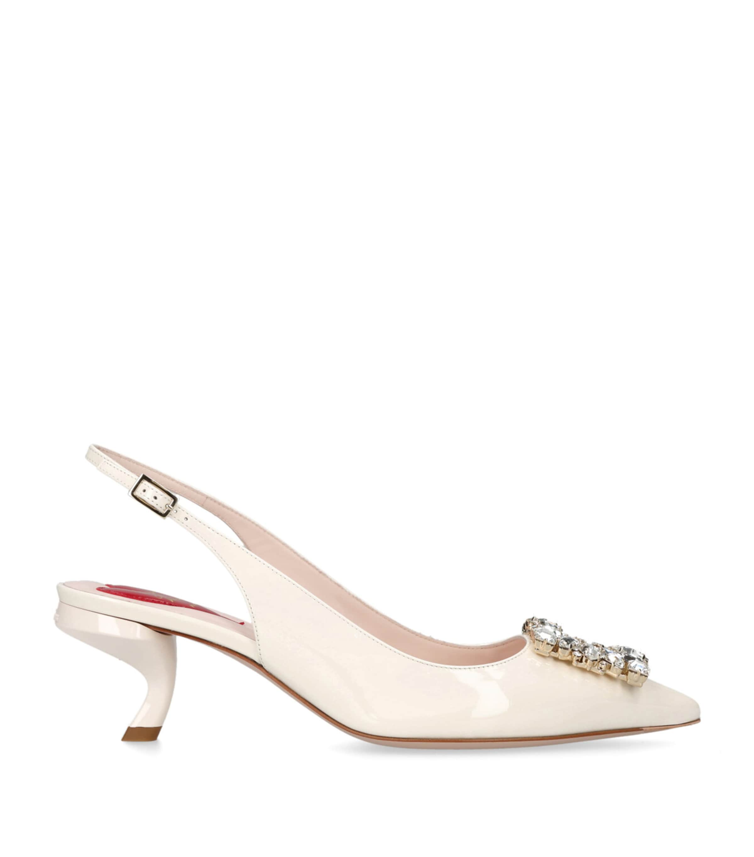 Patent Leather Virgule Slingback Heels 55 CREAM Image 1