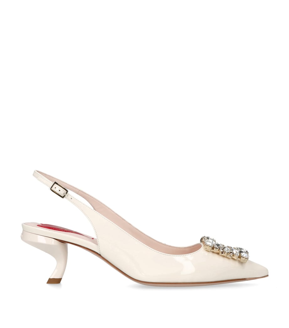 Patent Leather Virgule Slingback Heels 55 CREAM Image 1