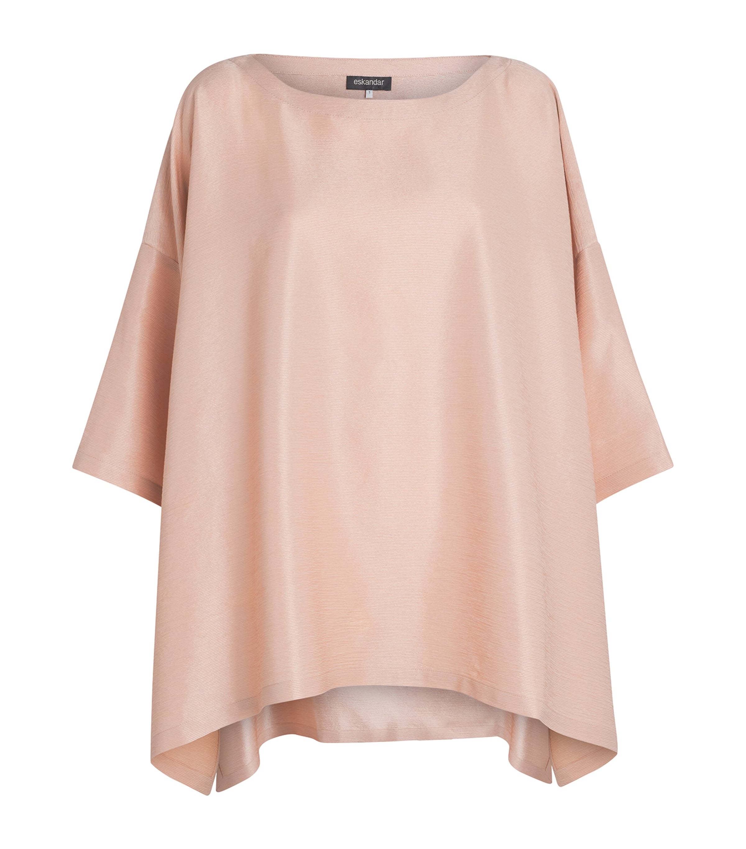Eskandar Silk Plissé Scoop-Neck Top Rosepowder Image 1
