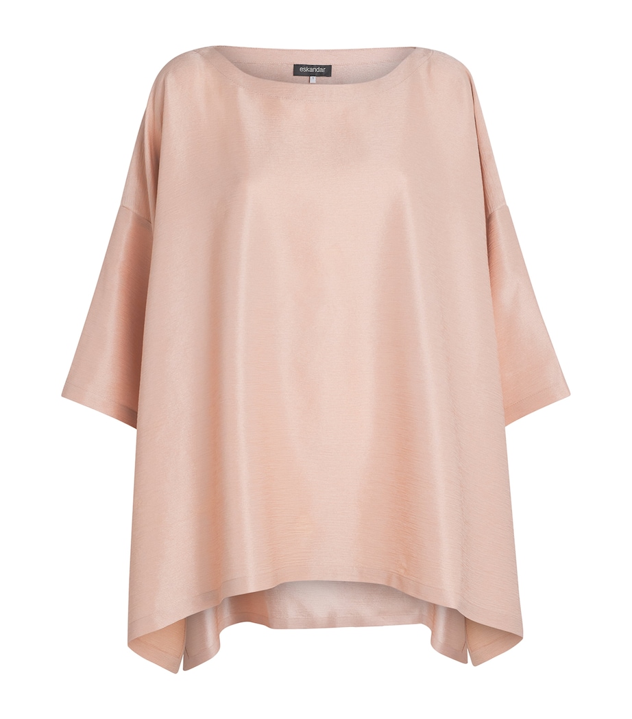 Eskandar Silk Plissé Scoop-Neck Top Rosepowder Image 1