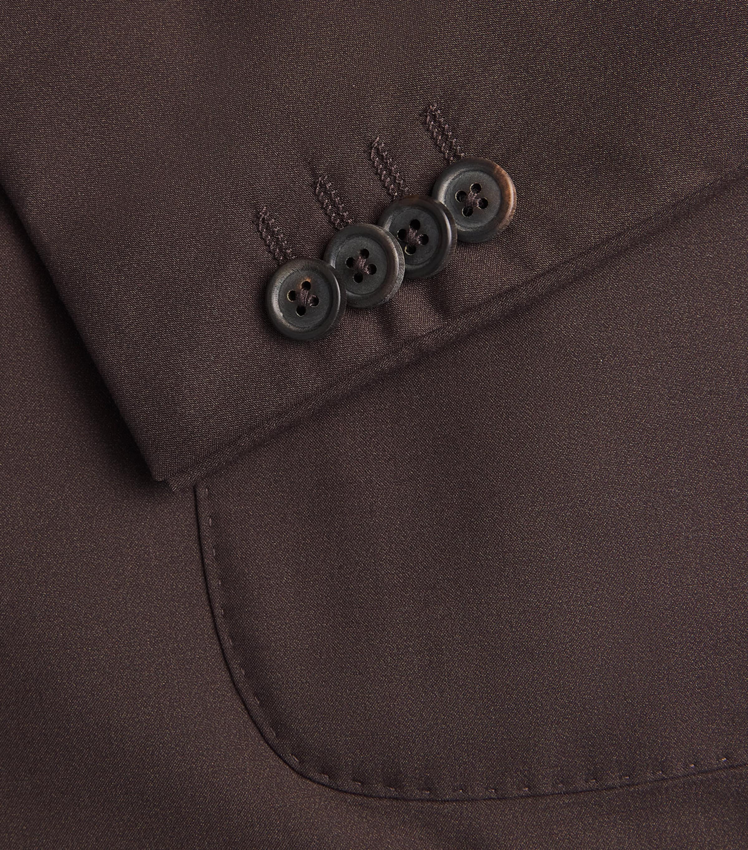 Corneliani Mens Virgin Wool-Silk Unlined Whisper Blazer Dark Brown Image 6