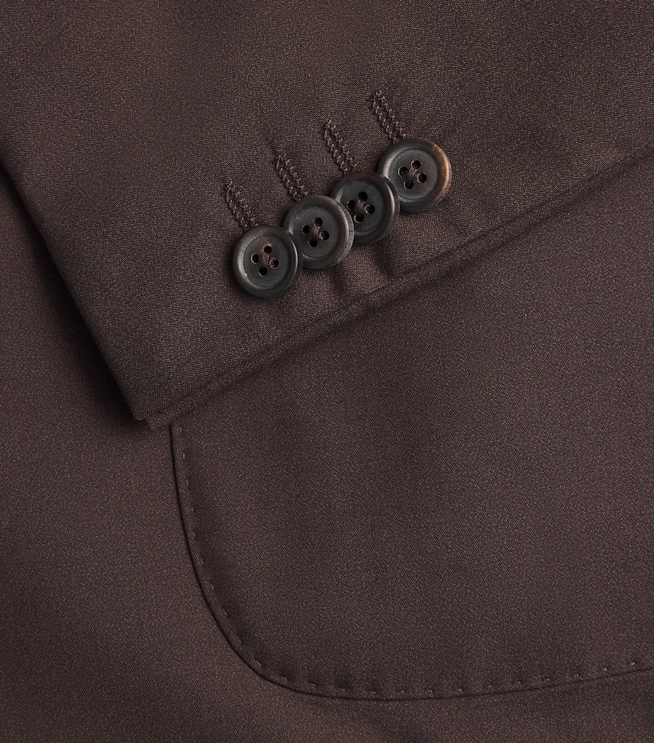 Corneliani Mens Virgin Wool-Silk Unlined Whisper Blazer Dark Brown Image 6