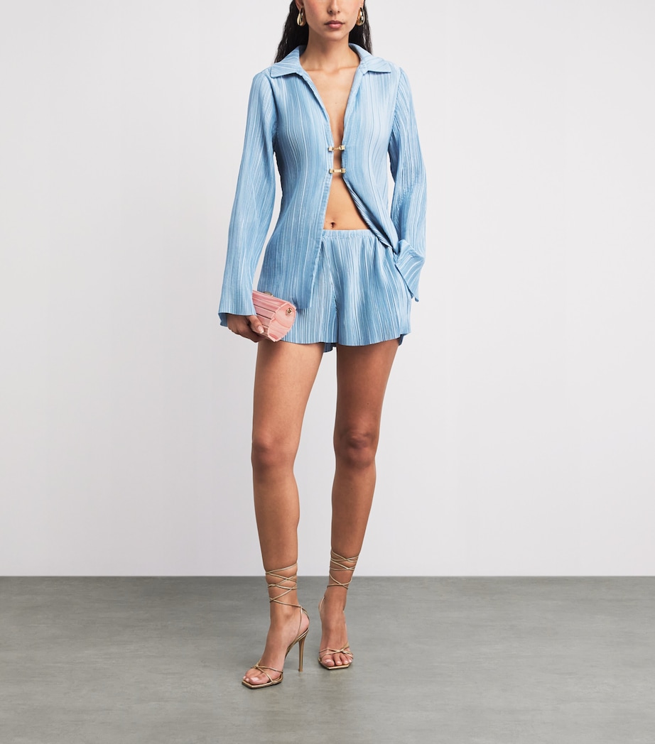 Cult Gaia Womens Sinclair Origami Plissé Shorts Coastal Image 2