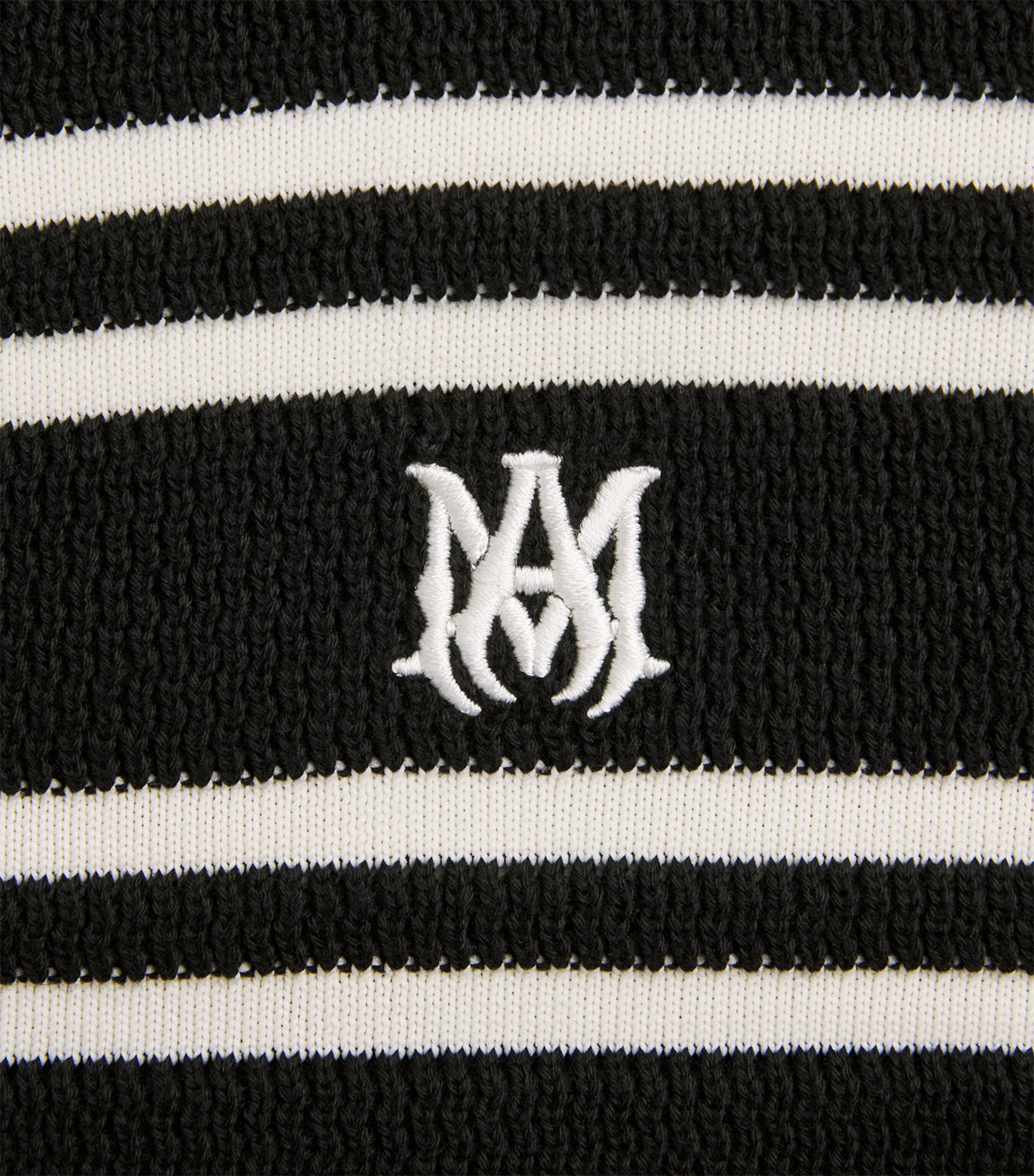 AMIRI Mens Cotton Stripe MA Polo Shirt Black Image 6