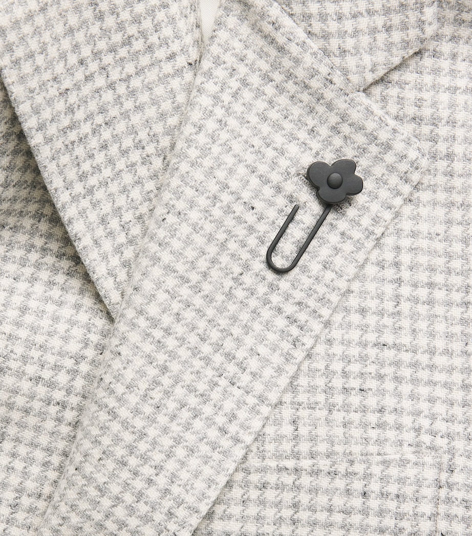 Lardini Mens Wool-Cashmere Check Blazer Pdp Grey/white Image 6