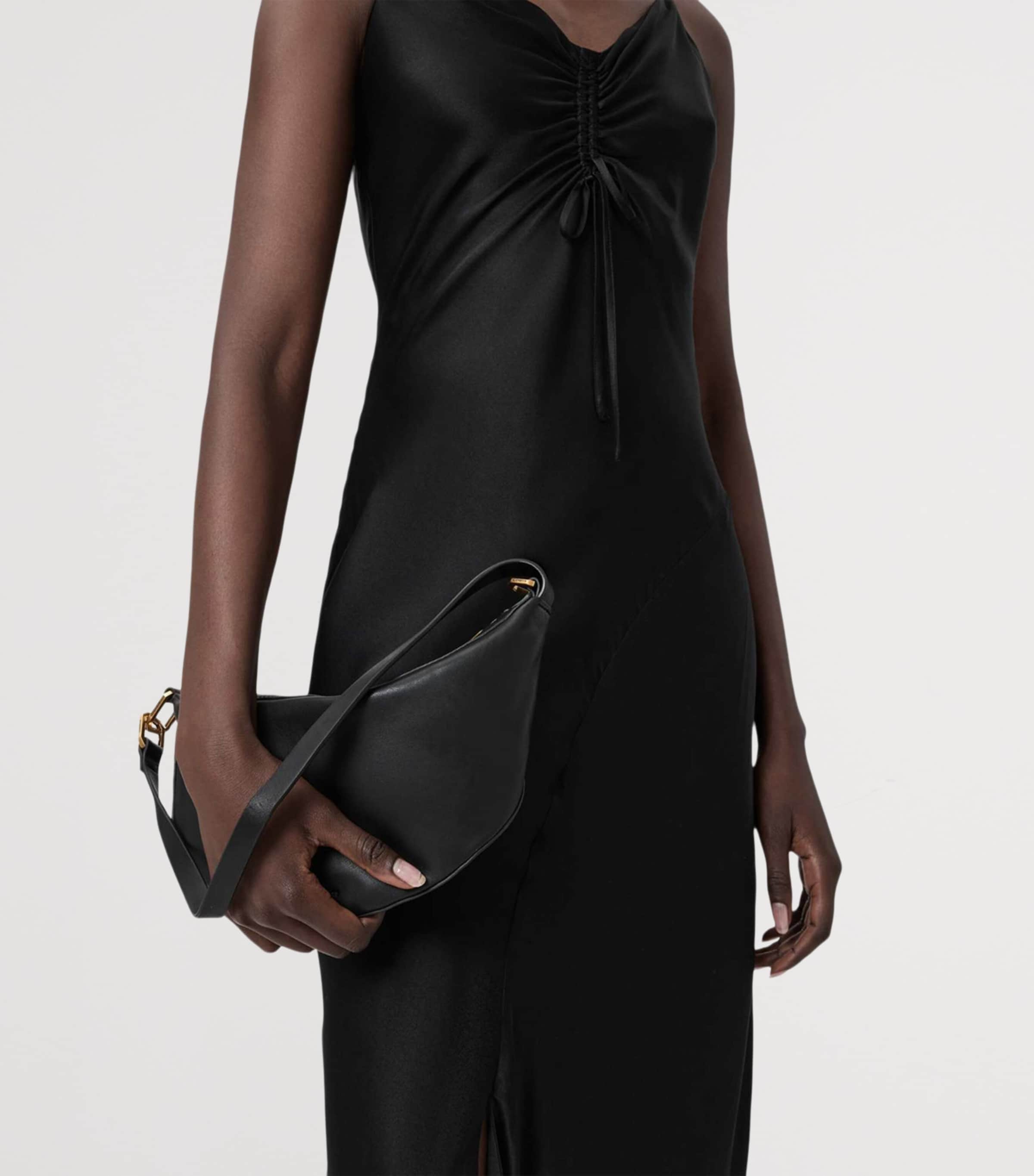 AllSaints Micro Leather Luna Shoulder Bag Black Image 2