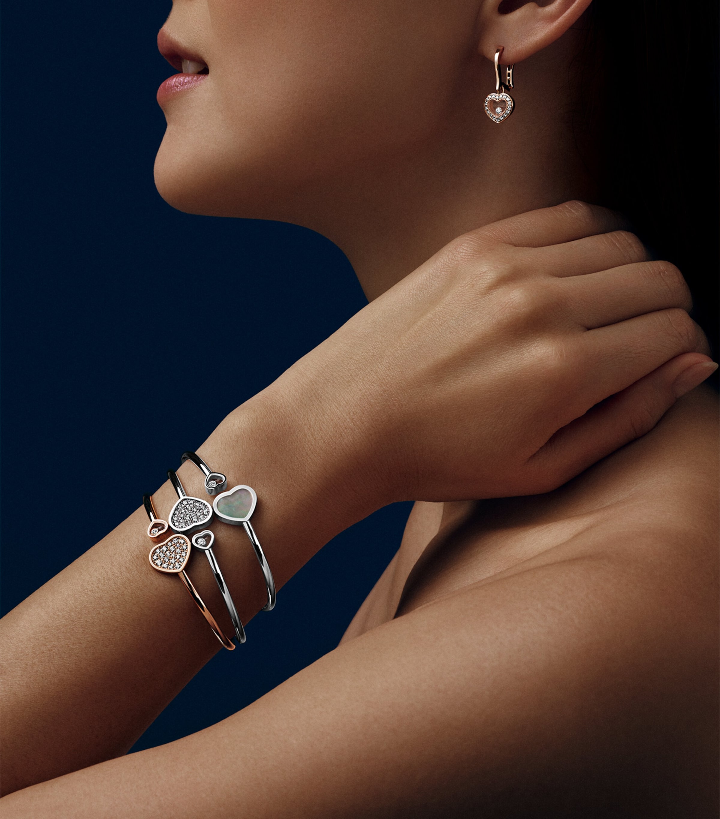 Rose Gold and Diamond Happy Hearts Bangle Image 2