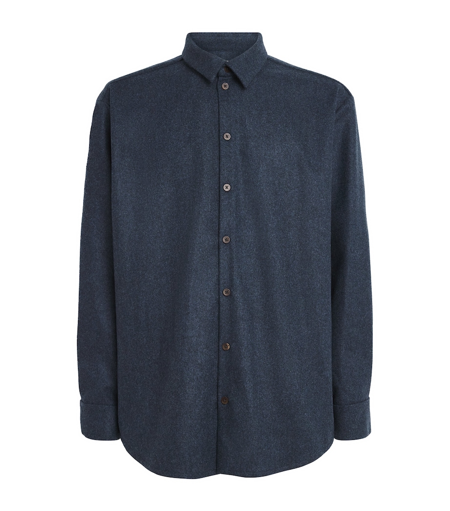 Johnstons Of Elgin Mens Wool-Cashmere Overshirt Indigo Twill Image 1