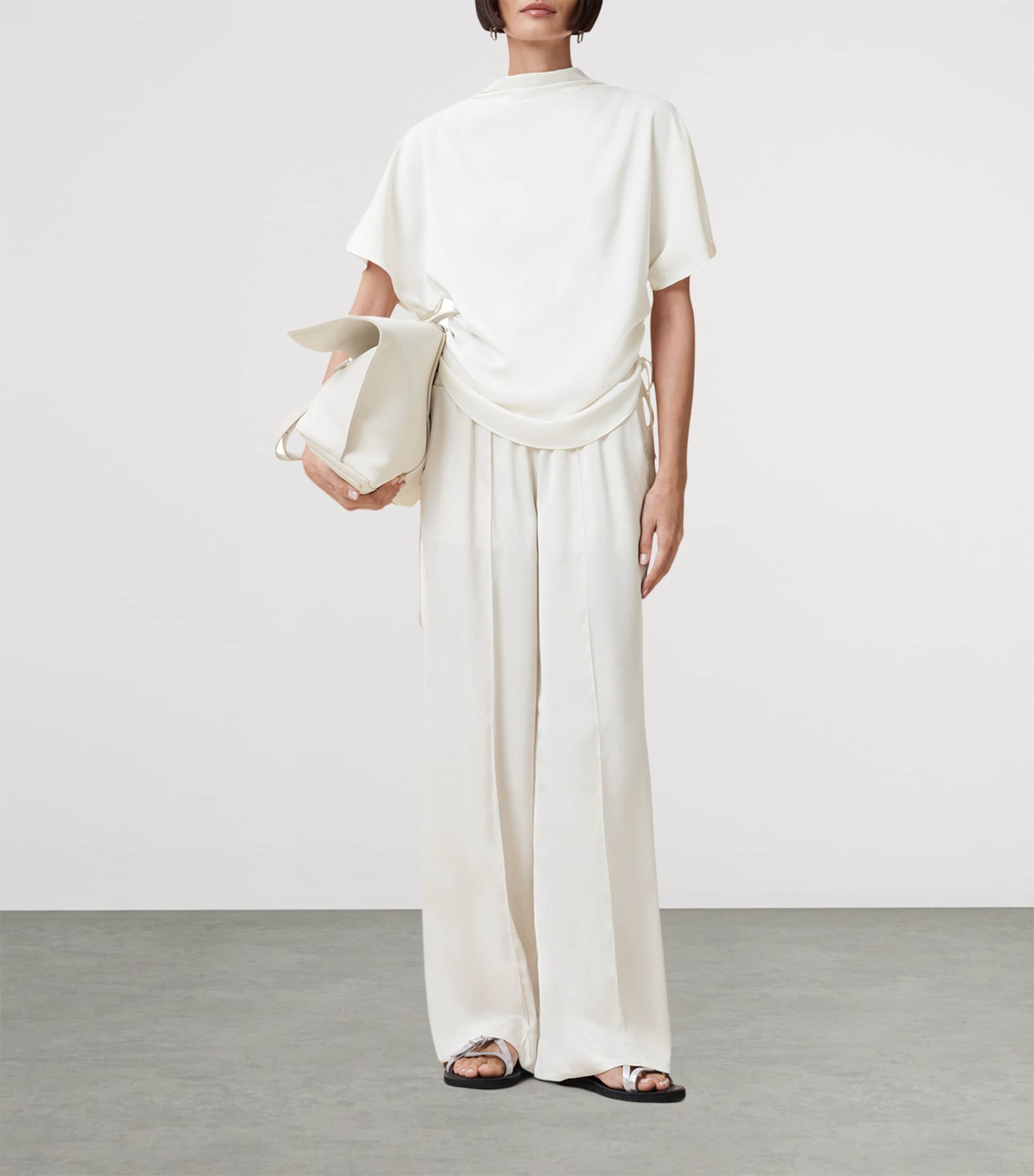 AllSaints Womens Leslie Draped Top Antique White Image 5