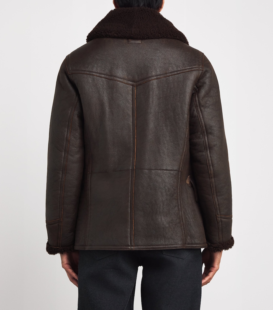 Leather-Shearling Aviator Coat BROWN Image 4