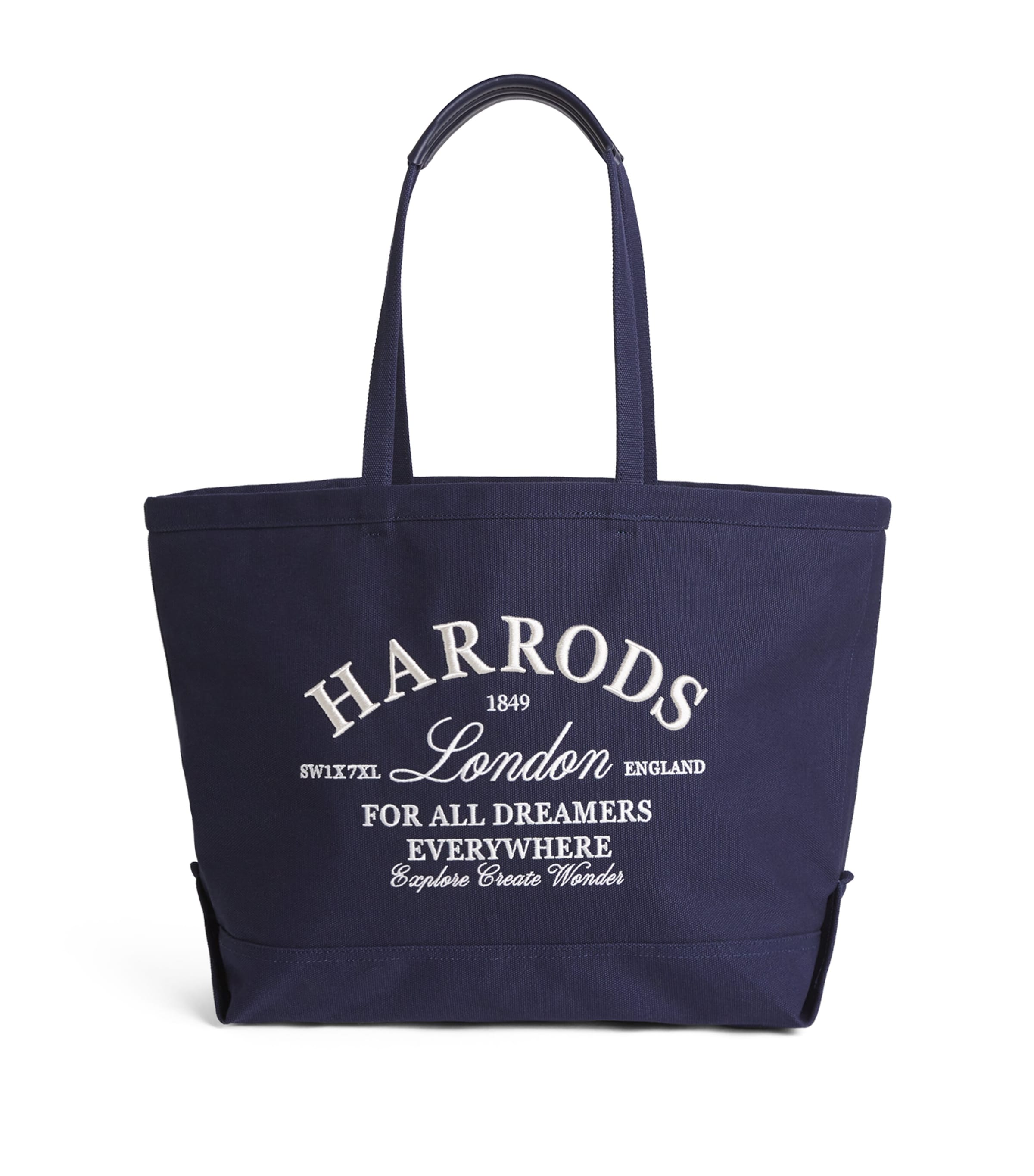 Harrods Large Embroidered Logo Tote Bag In Blue